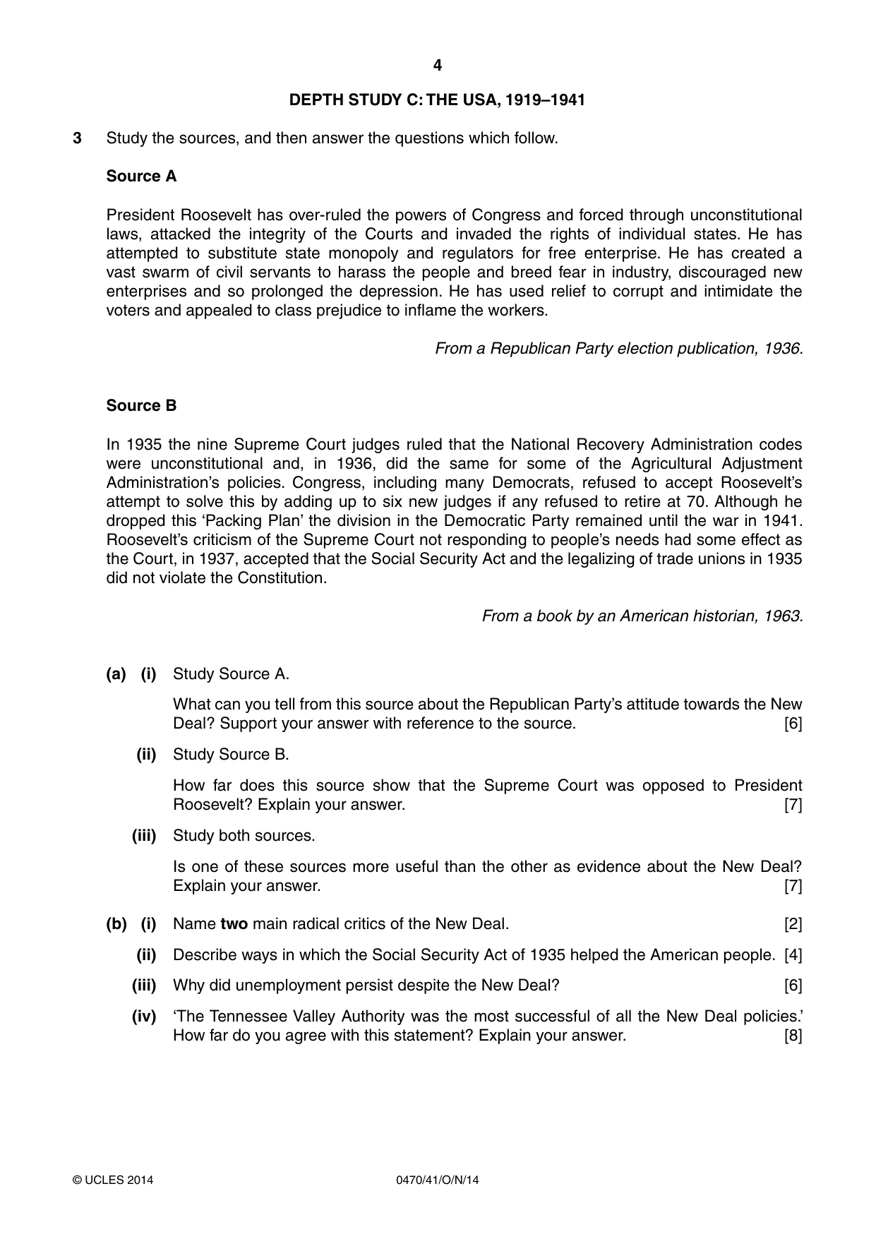 Cambridge IGCSE History 0470 2014 Oct/Nov Paper 4 · Variant 1 question paper, page 4 of 12