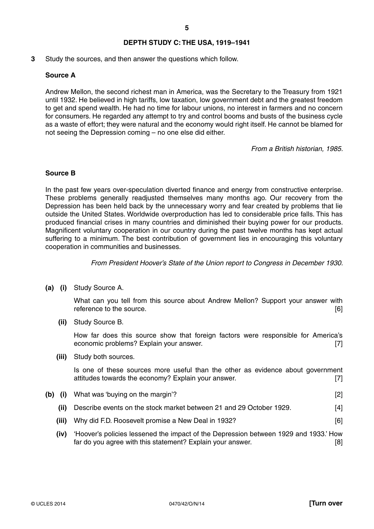 Cambridge IGCSE History 0470 2014 Oct/Nov Paper 4 · Variant 2 question paper, page 5 of 12