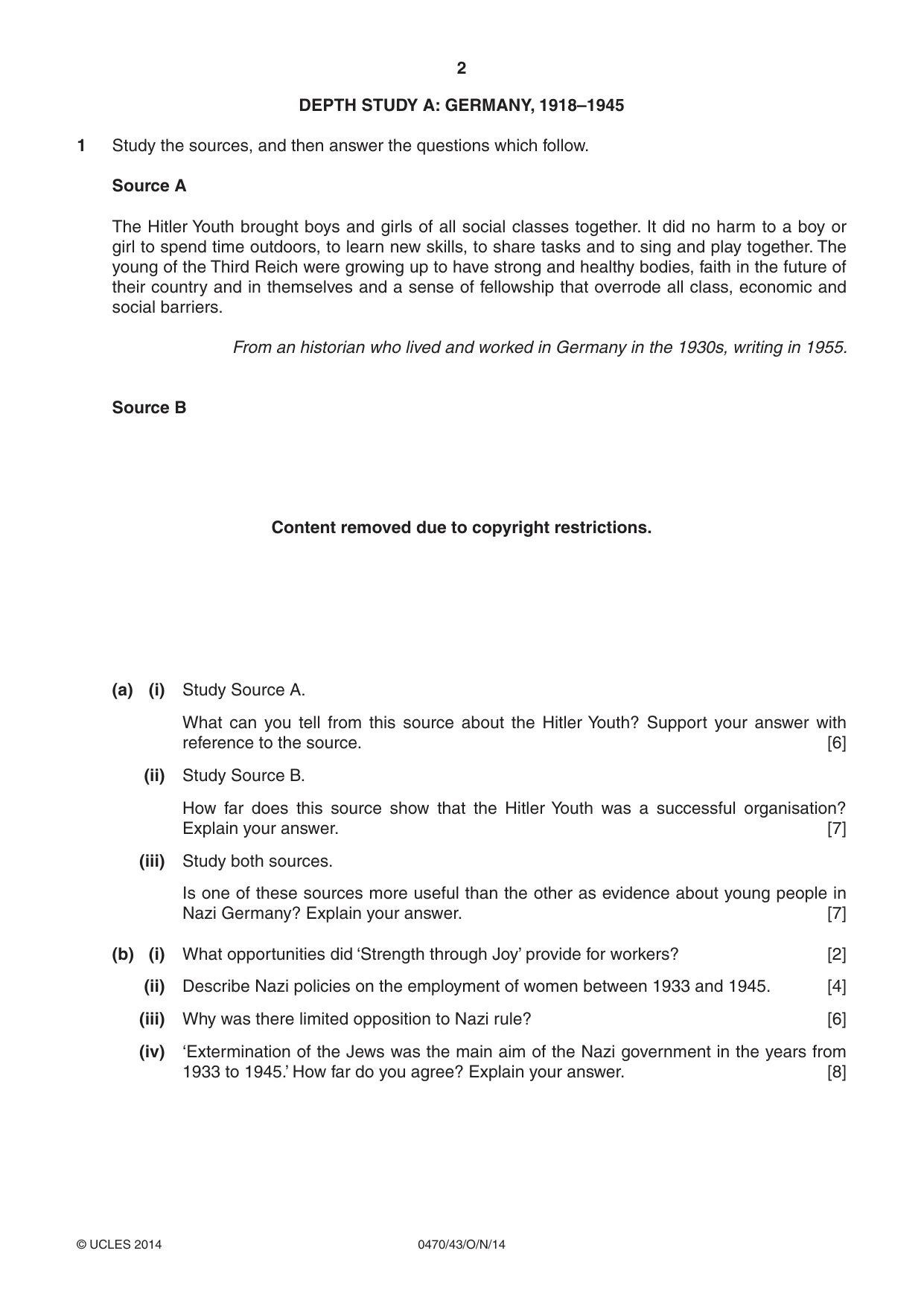Cambridge IGCSE History 0470 2014 Oct/Nov Paper 4 · Variant 3 question paper, page 2 of 12