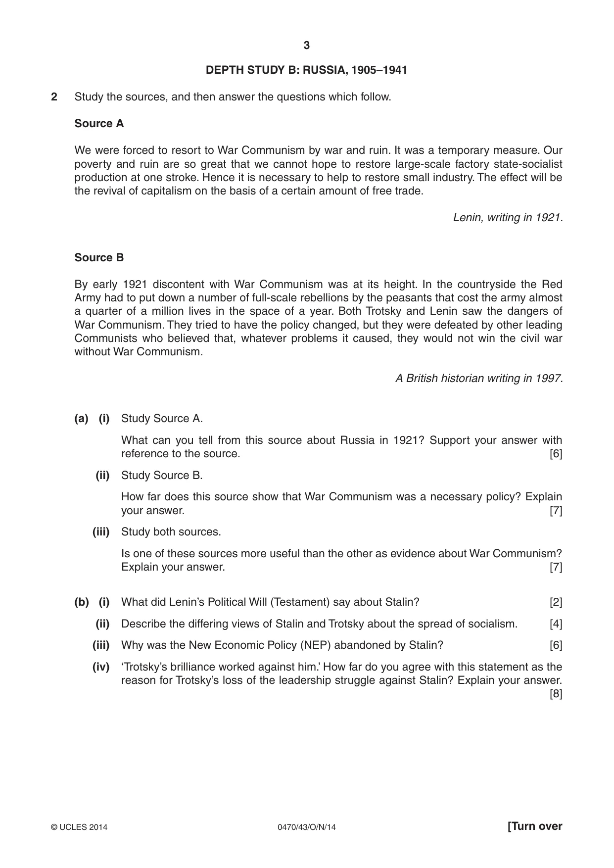 Cambridge IGCSE History 0470 2014 Oct/Nov Paper 4 · Variant 3 question paper, page 3 of 12