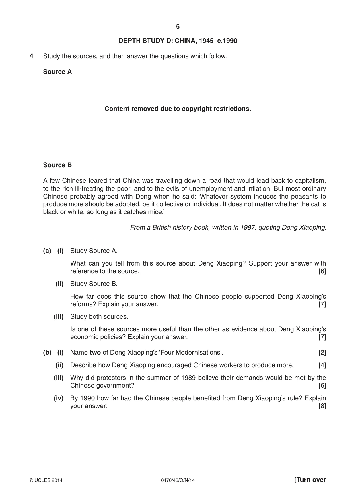 Cambridge IGCSE History 0470 2014 Oct/Nov Paper 4 · Variant 3 question paper, page 5 of 12