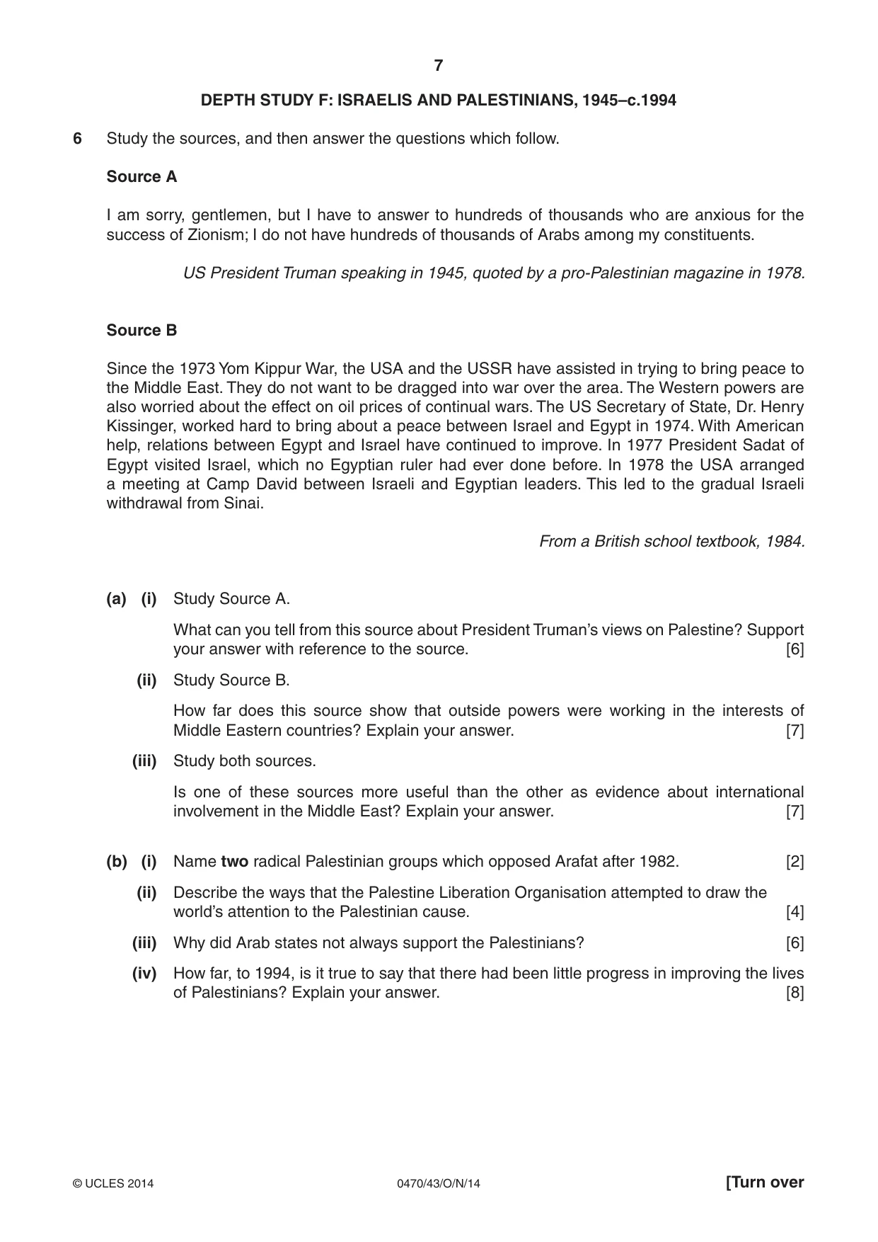 Cambridge IGCSE History 0470 2014 Oct/Nov Paper 4 · Variant 3 question paper, page 7 of 12