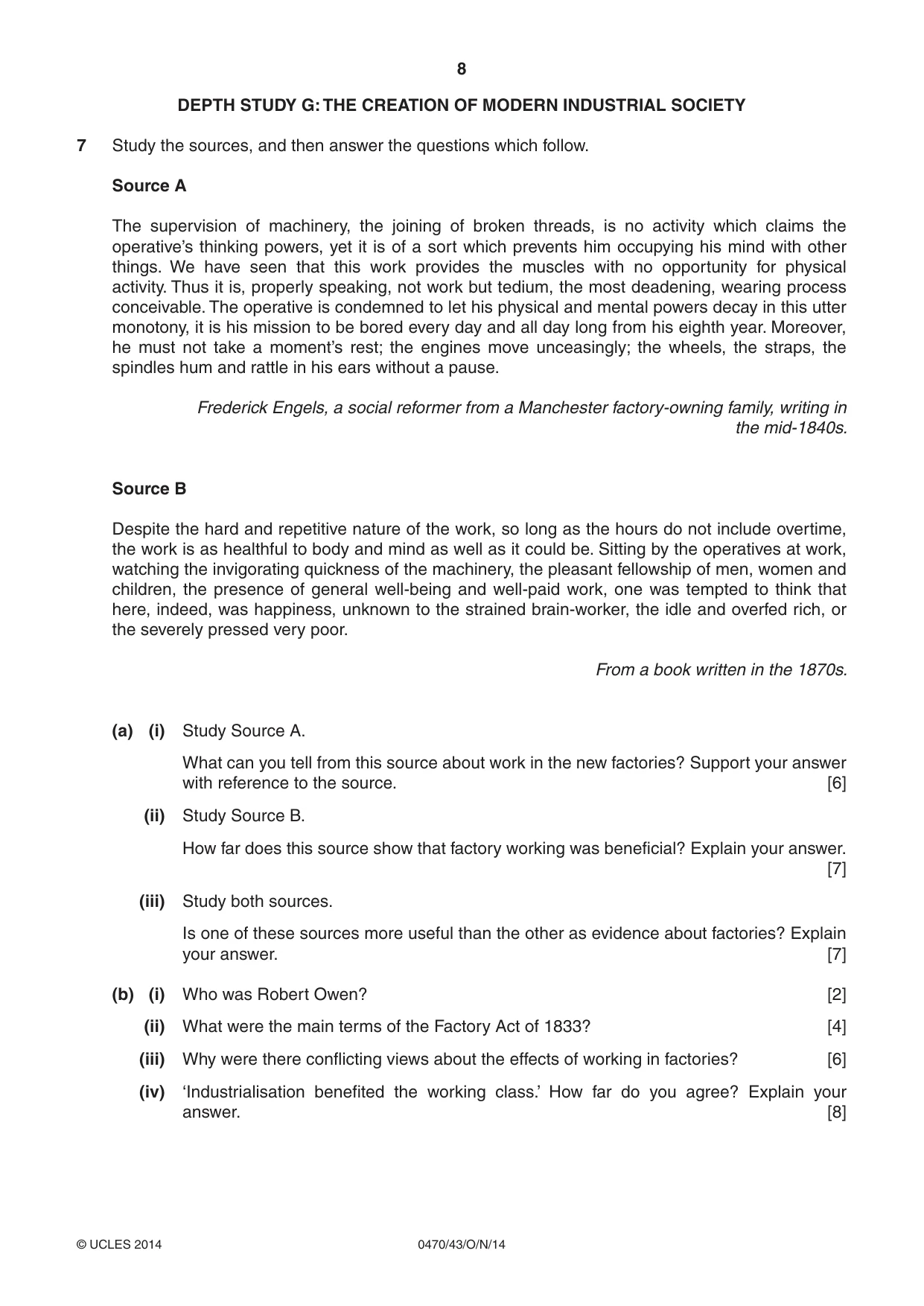 Cambridge IGCSE History 0470 2014 Oct/Nov Paper 4 · Variant 3 question paper, page 8 of 12