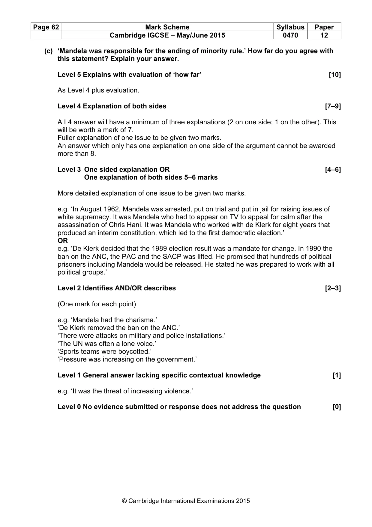 Mark scheme, page 62 of 68