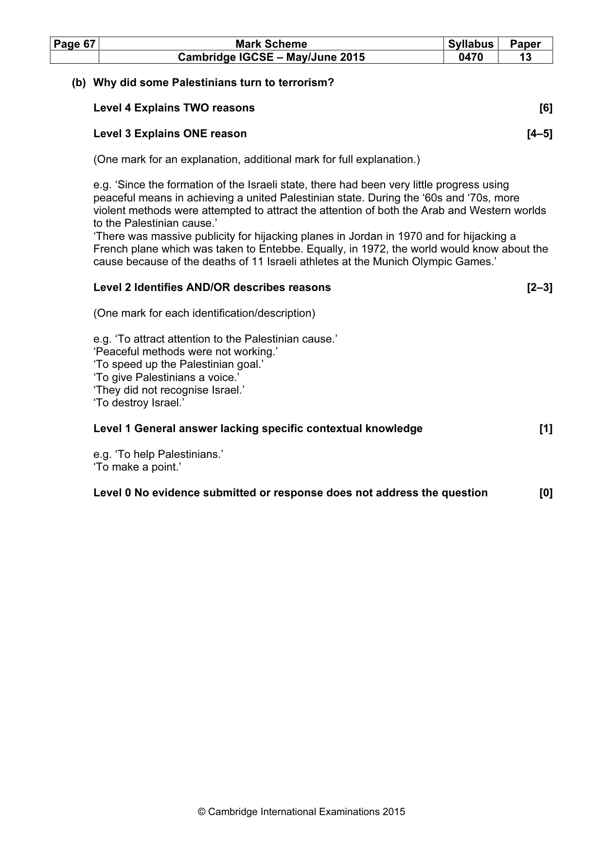 Mark scheme, page 67 of 68