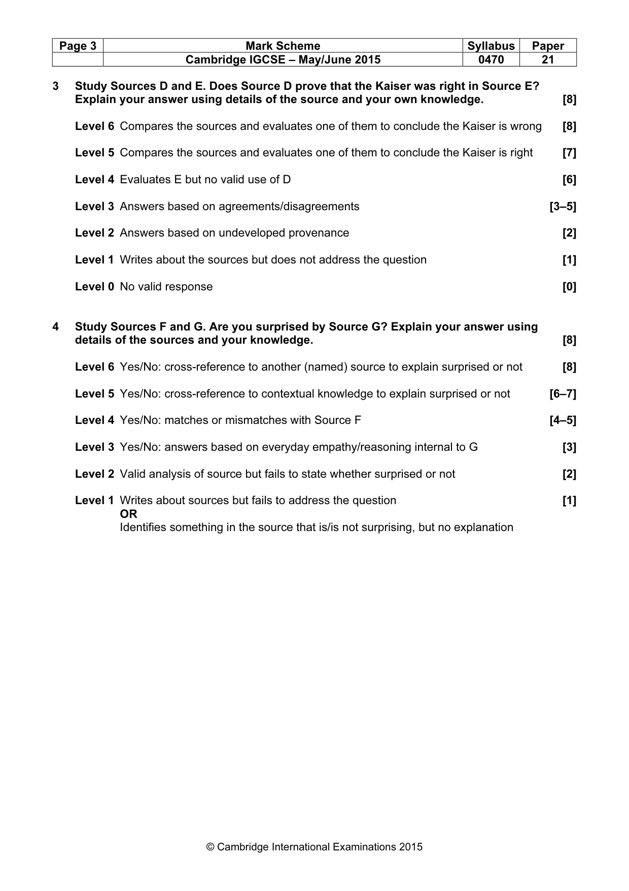Mark scheme, page 3 of 8