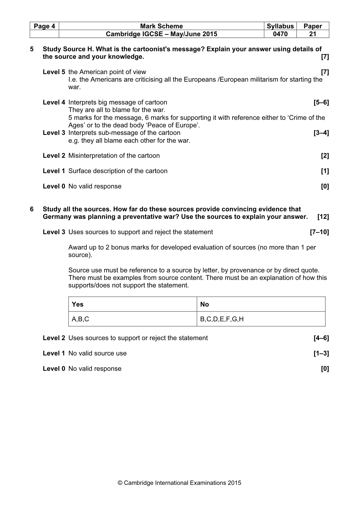 Mark scheme, page 4 of 8