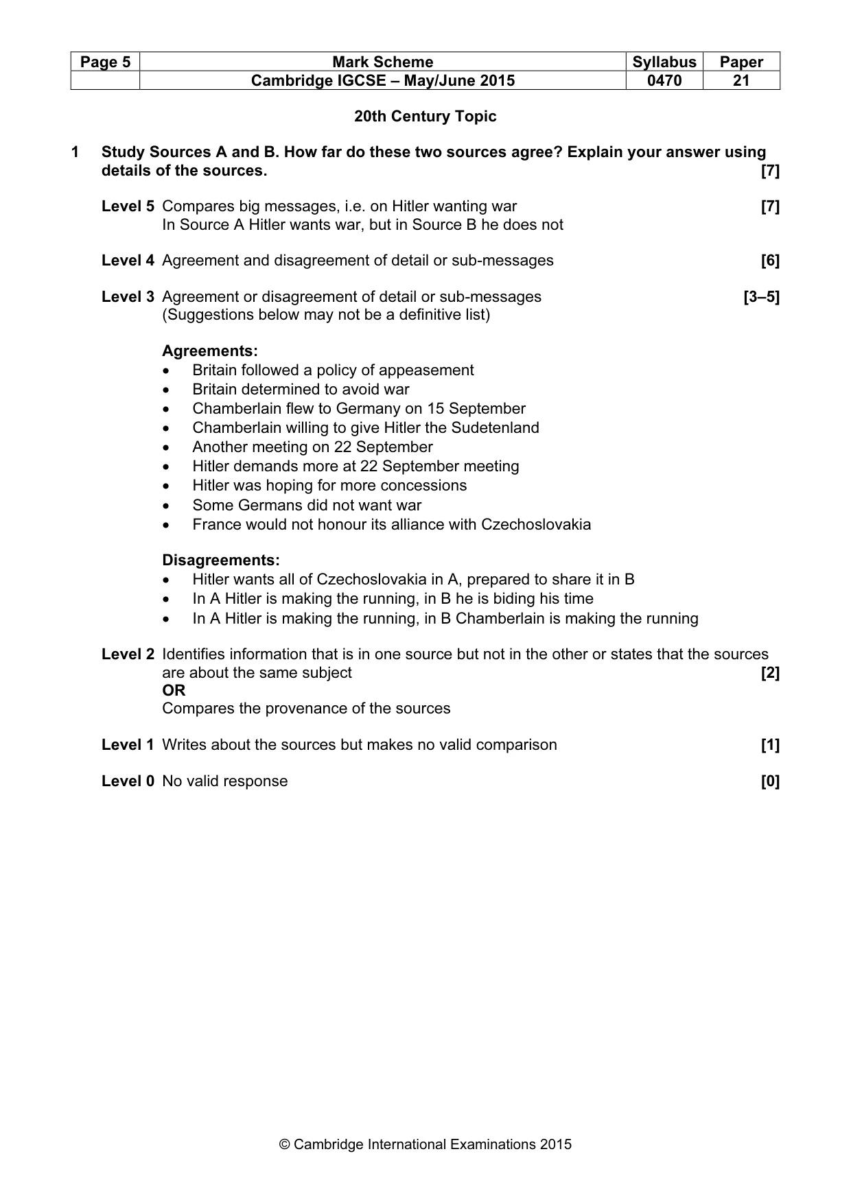 Mark scheme, page 5 of 8
