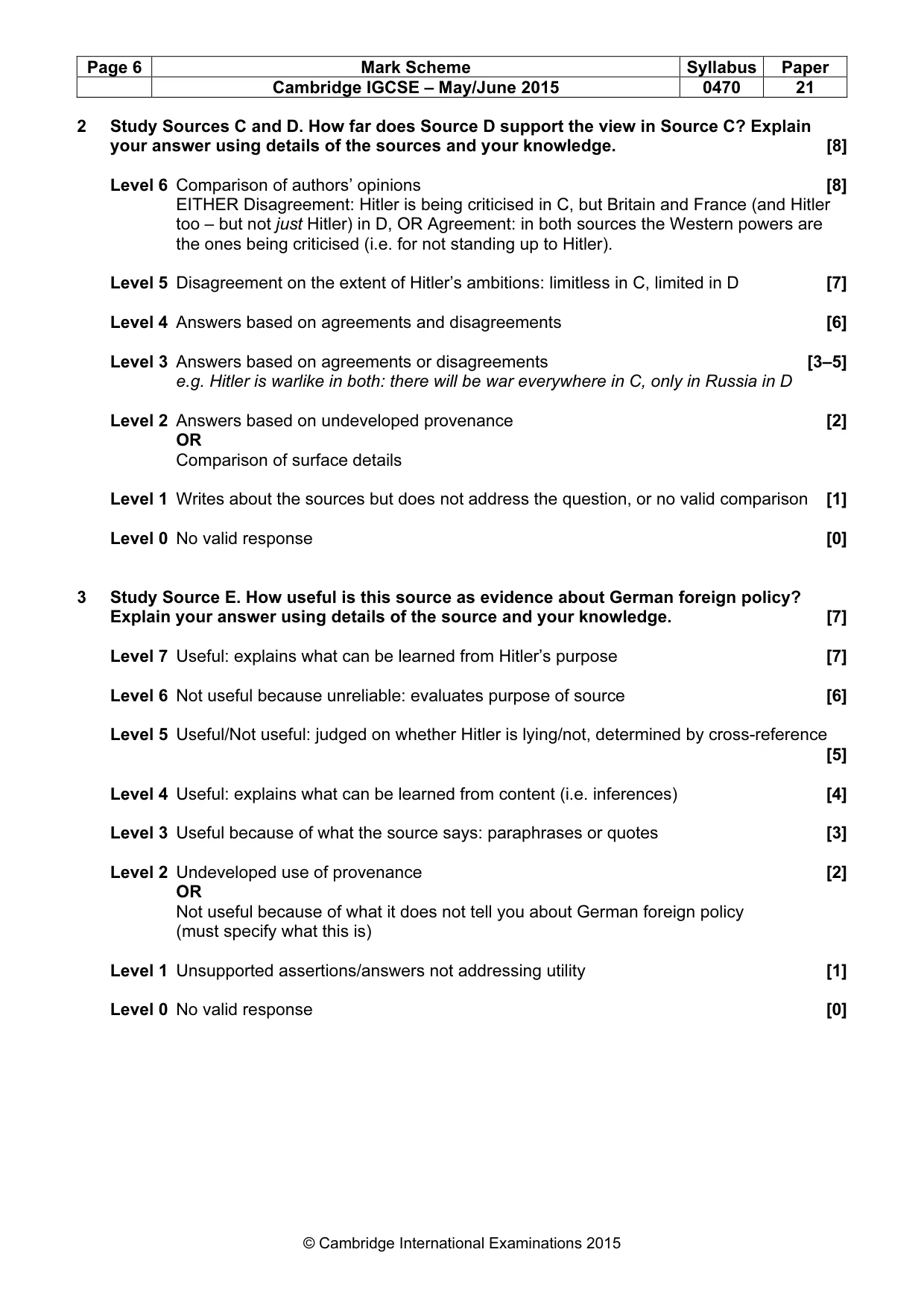 Mark scheme, page 6 of 8