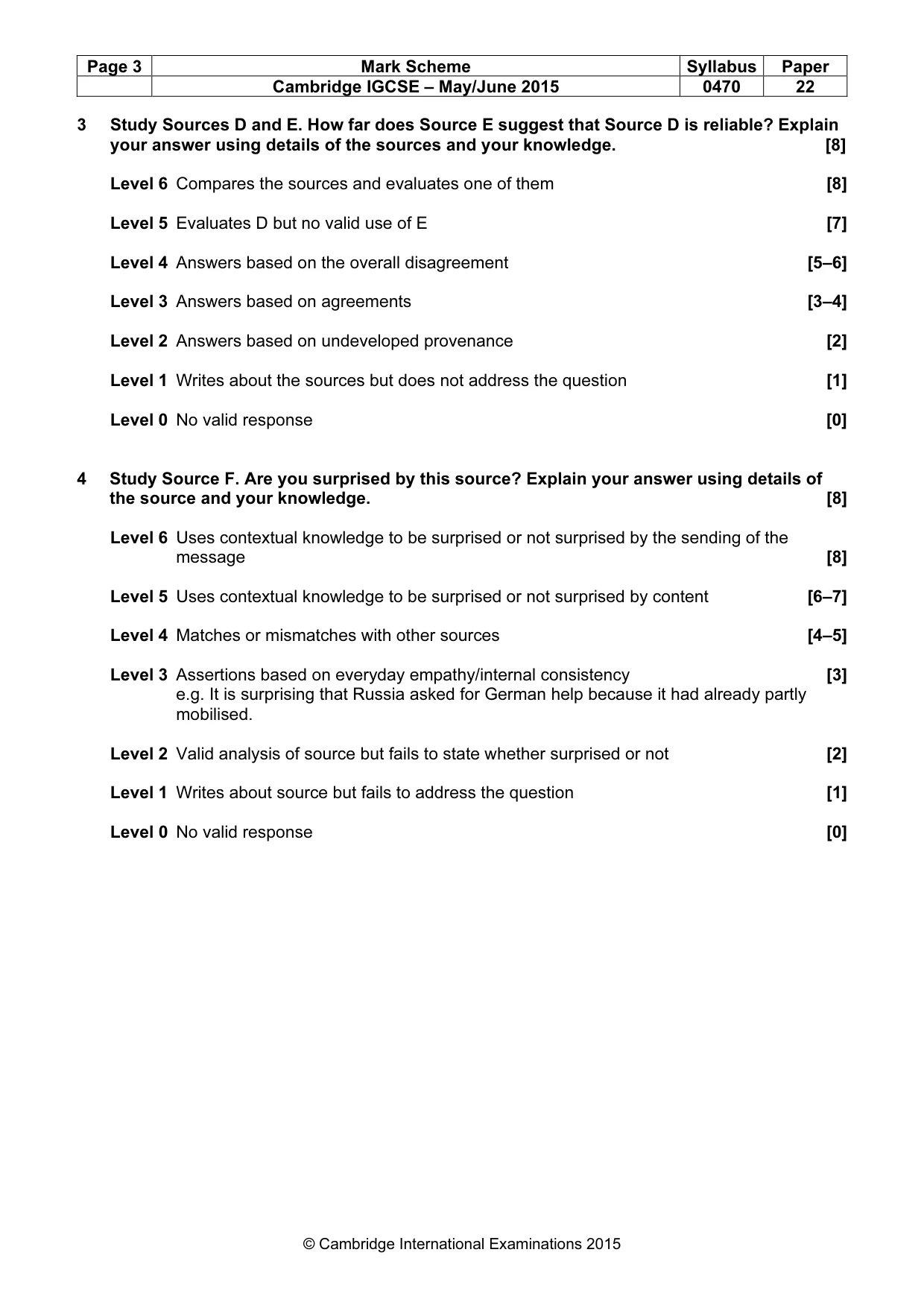 Mark scheme, page 3 of 8