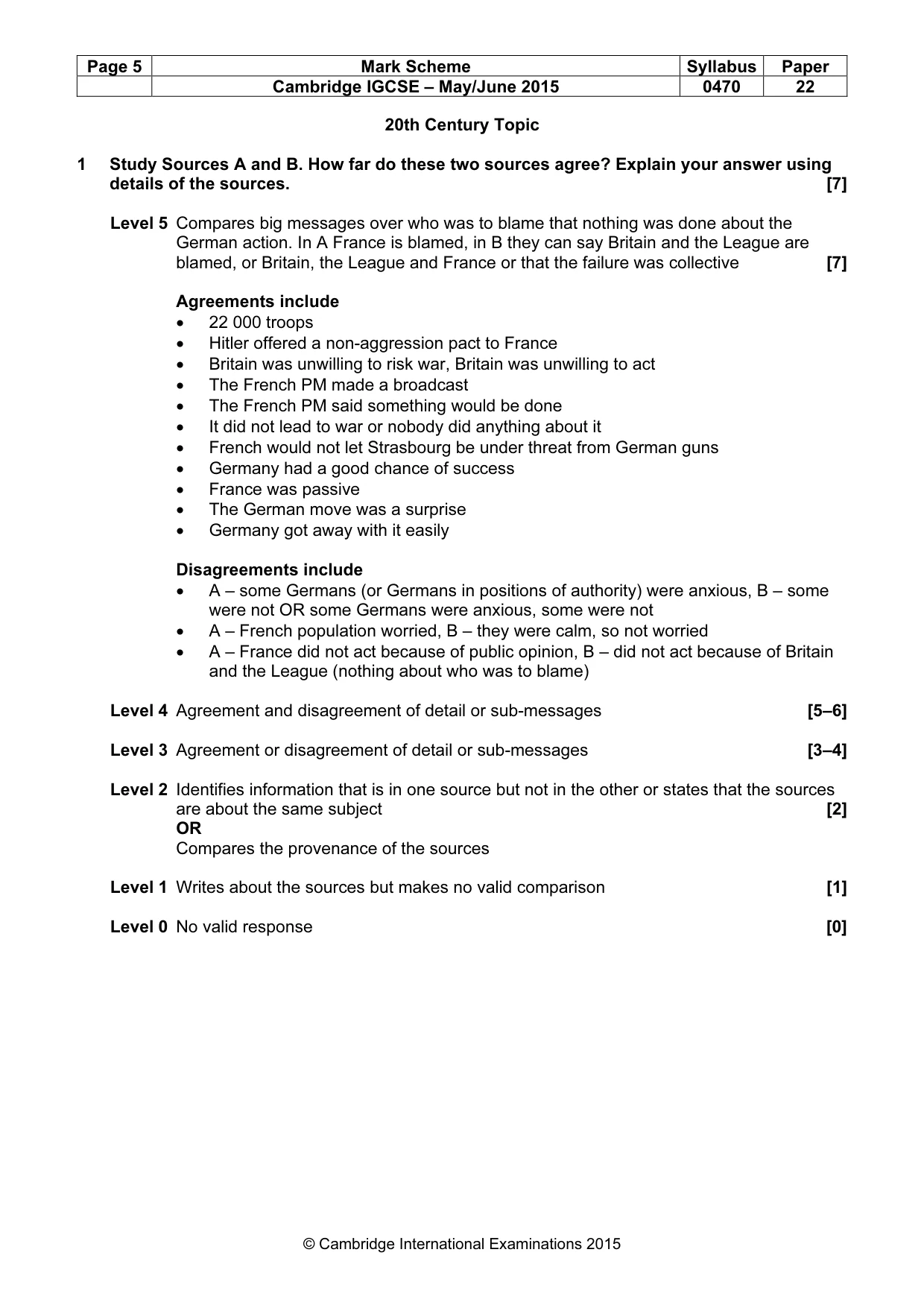 Mark scheme, page 5 of 8