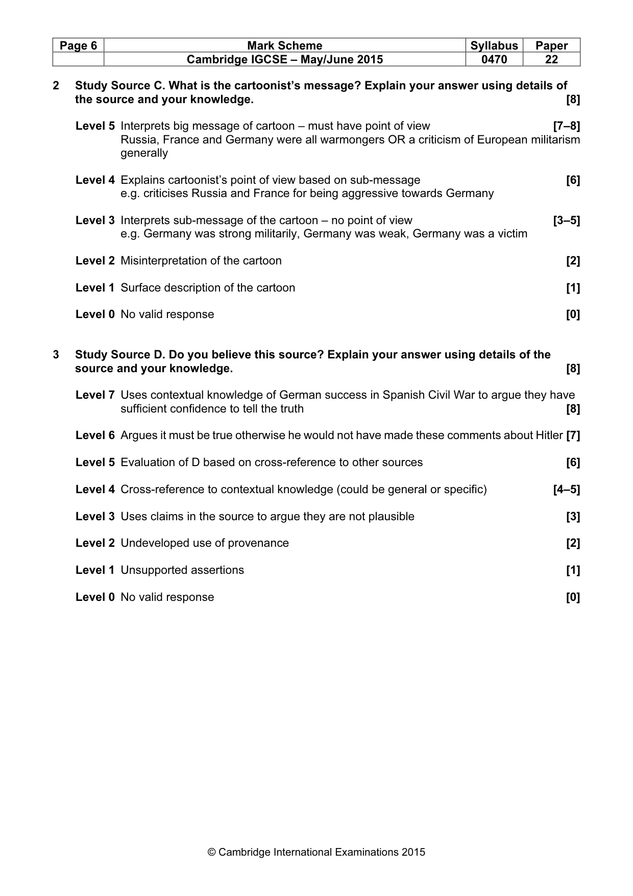 Mark scheme, page 6 of 8