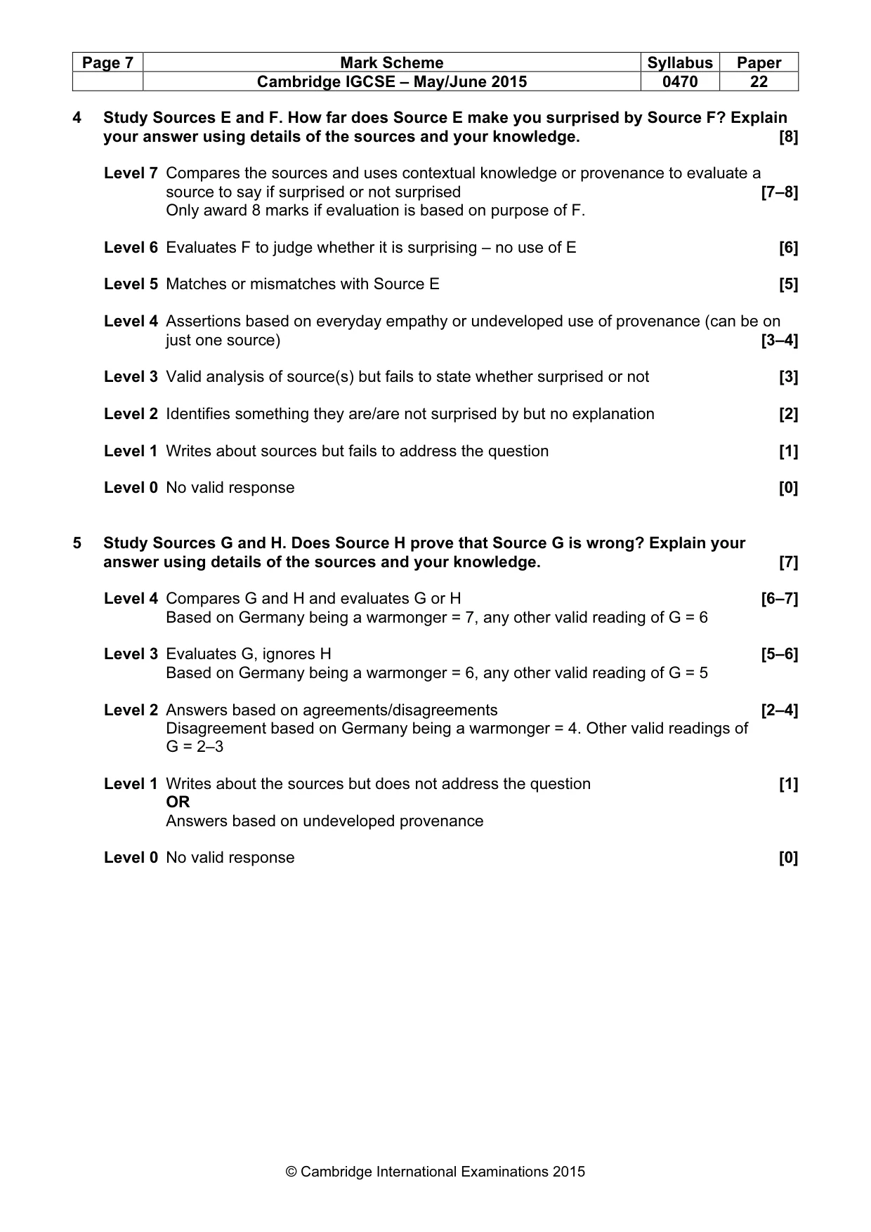 Mark scheme, page 7 of 8