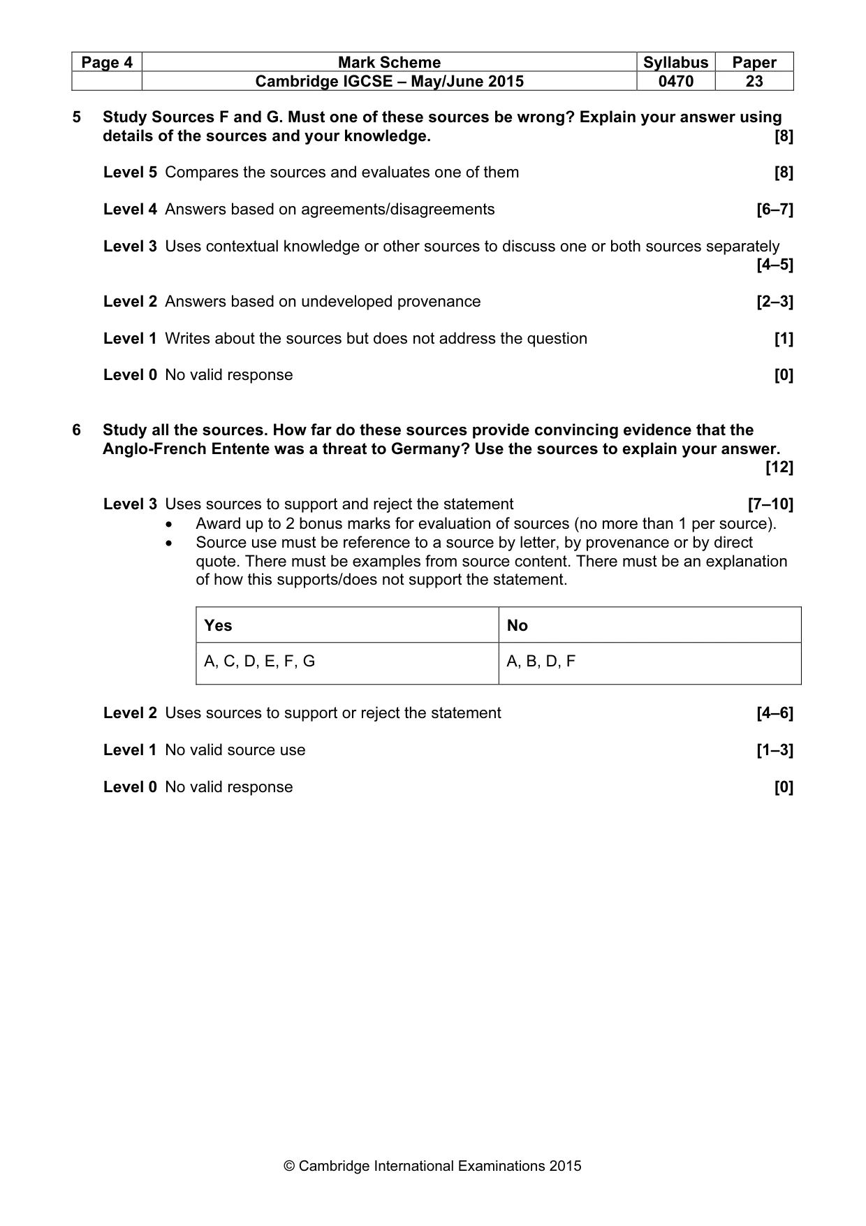 Mark scheme, page 4 of 7