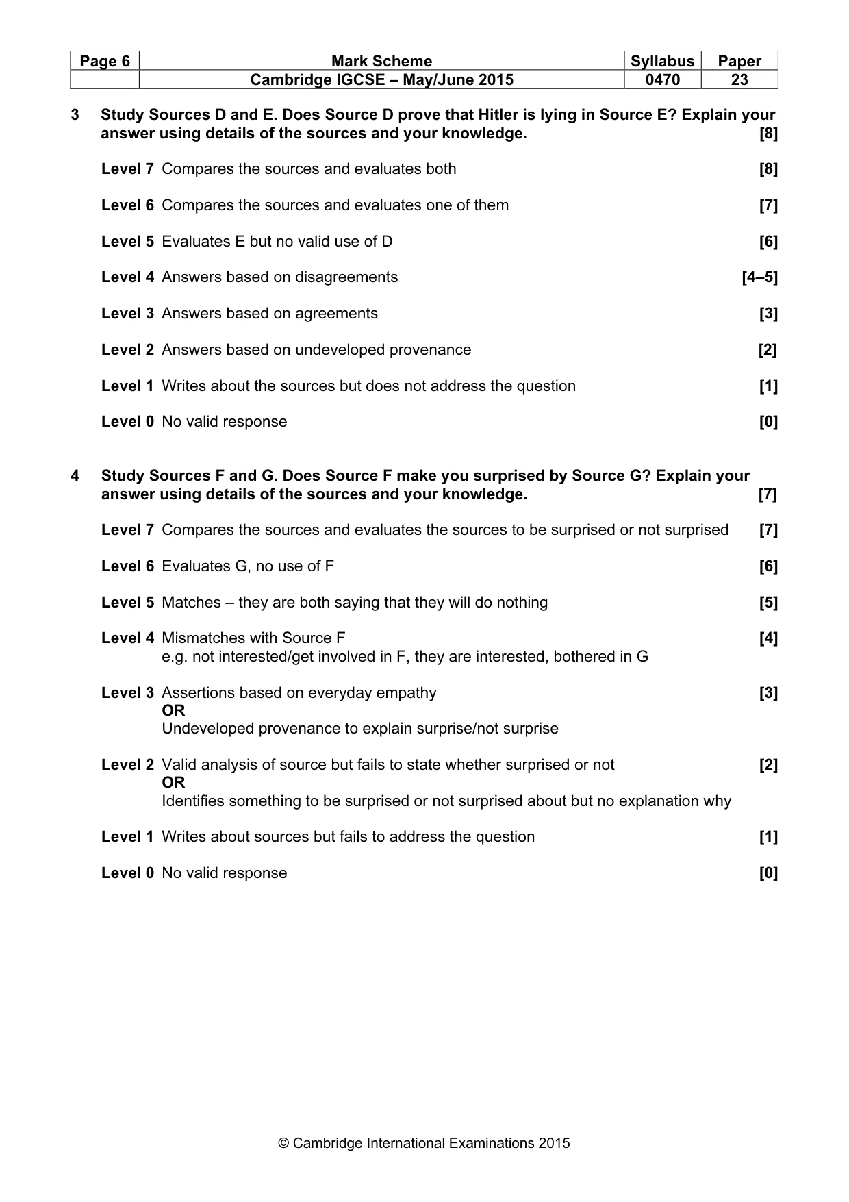Mark scheme, page 6 of 7