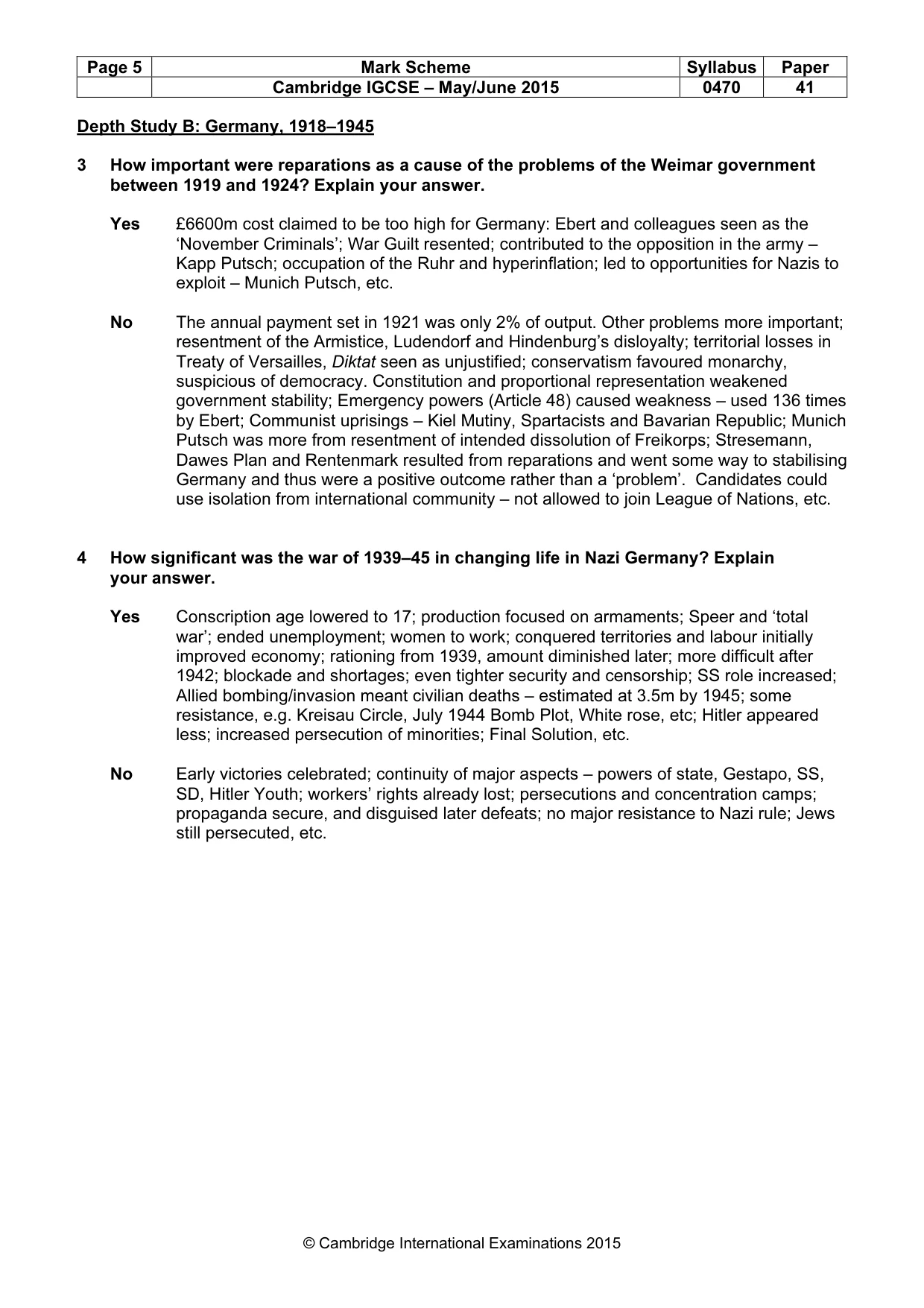 Mark scheme, page 5 of 10