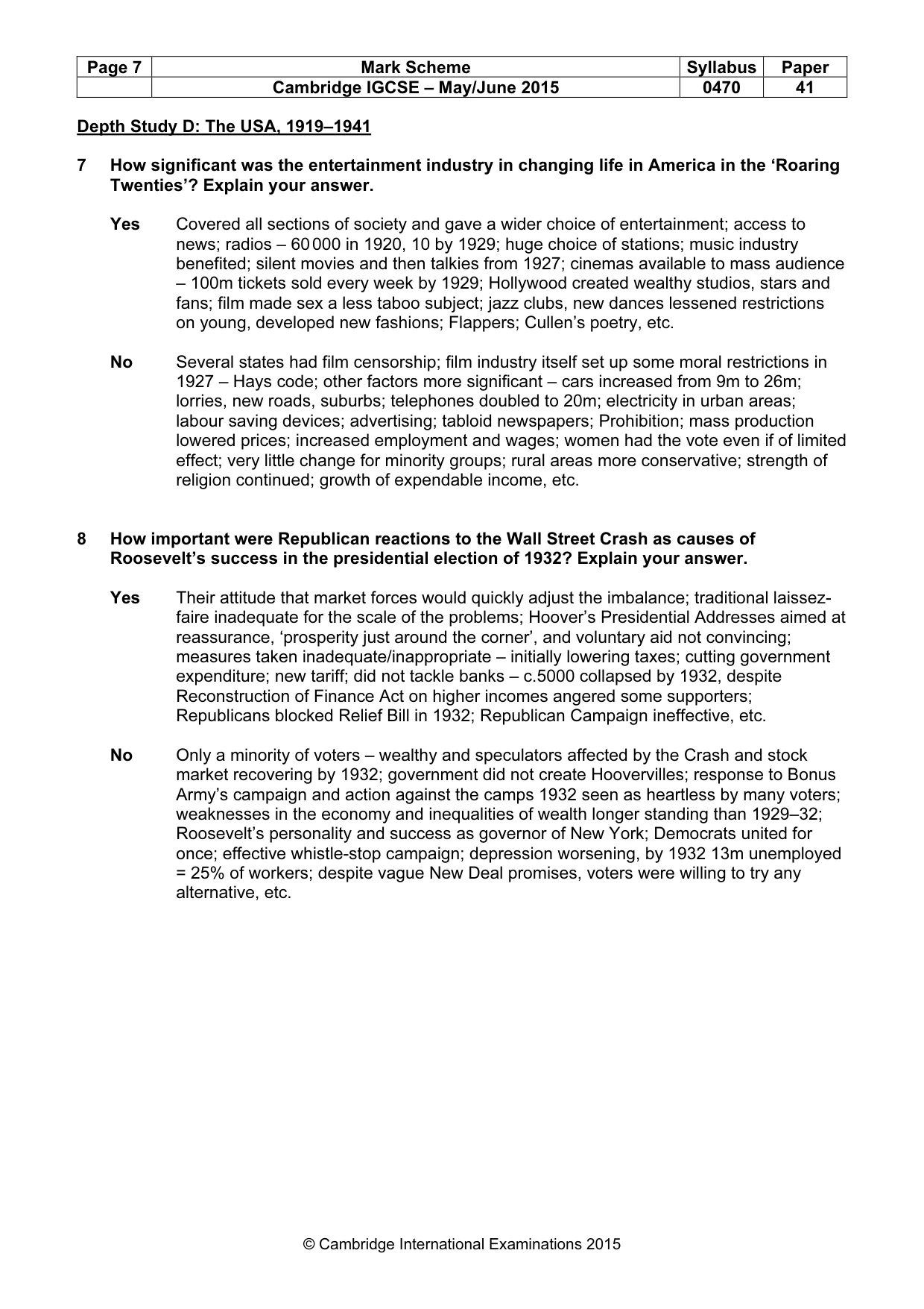 Mark scheme, page 7 of 10