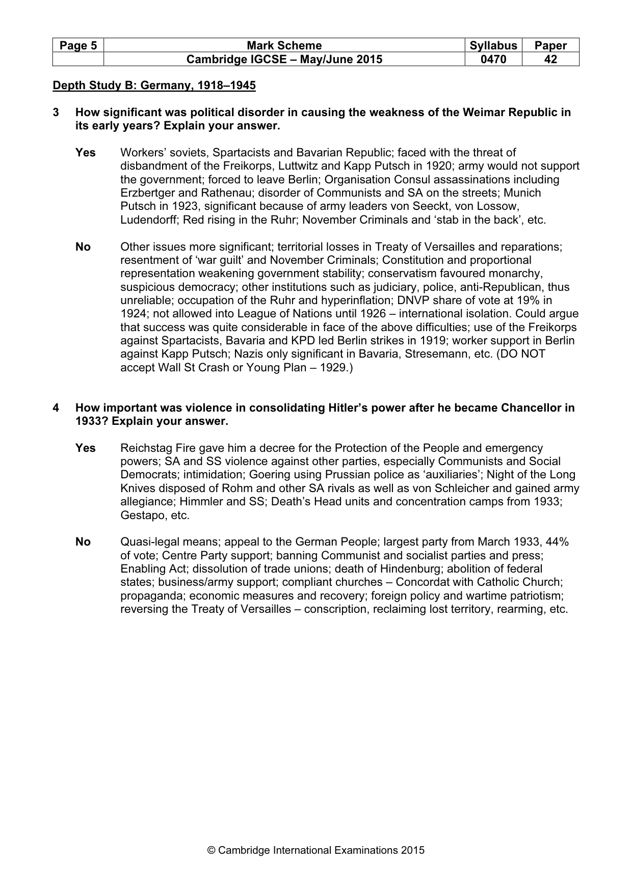 Mark scheme, page 5 of 10