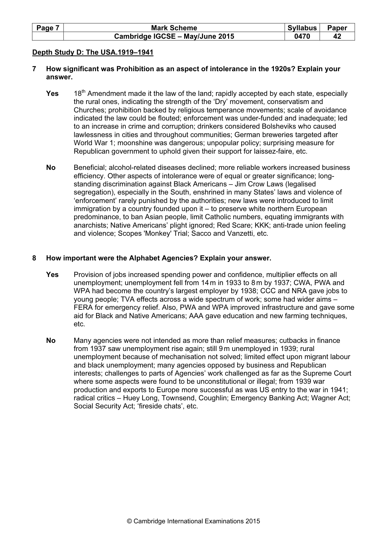 Mark scheme, page 7 of 10