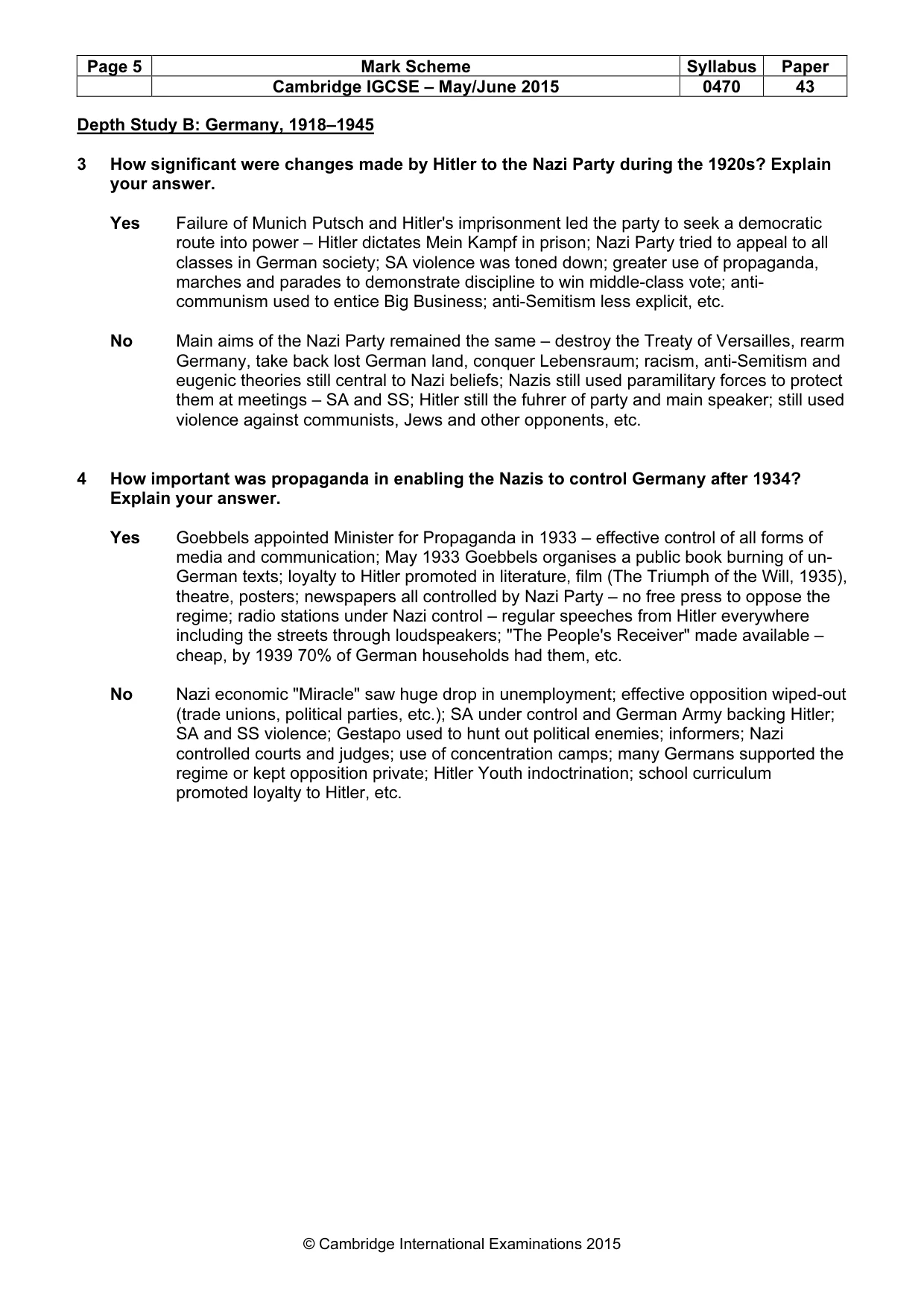 Mark scheme, page 5 of 10