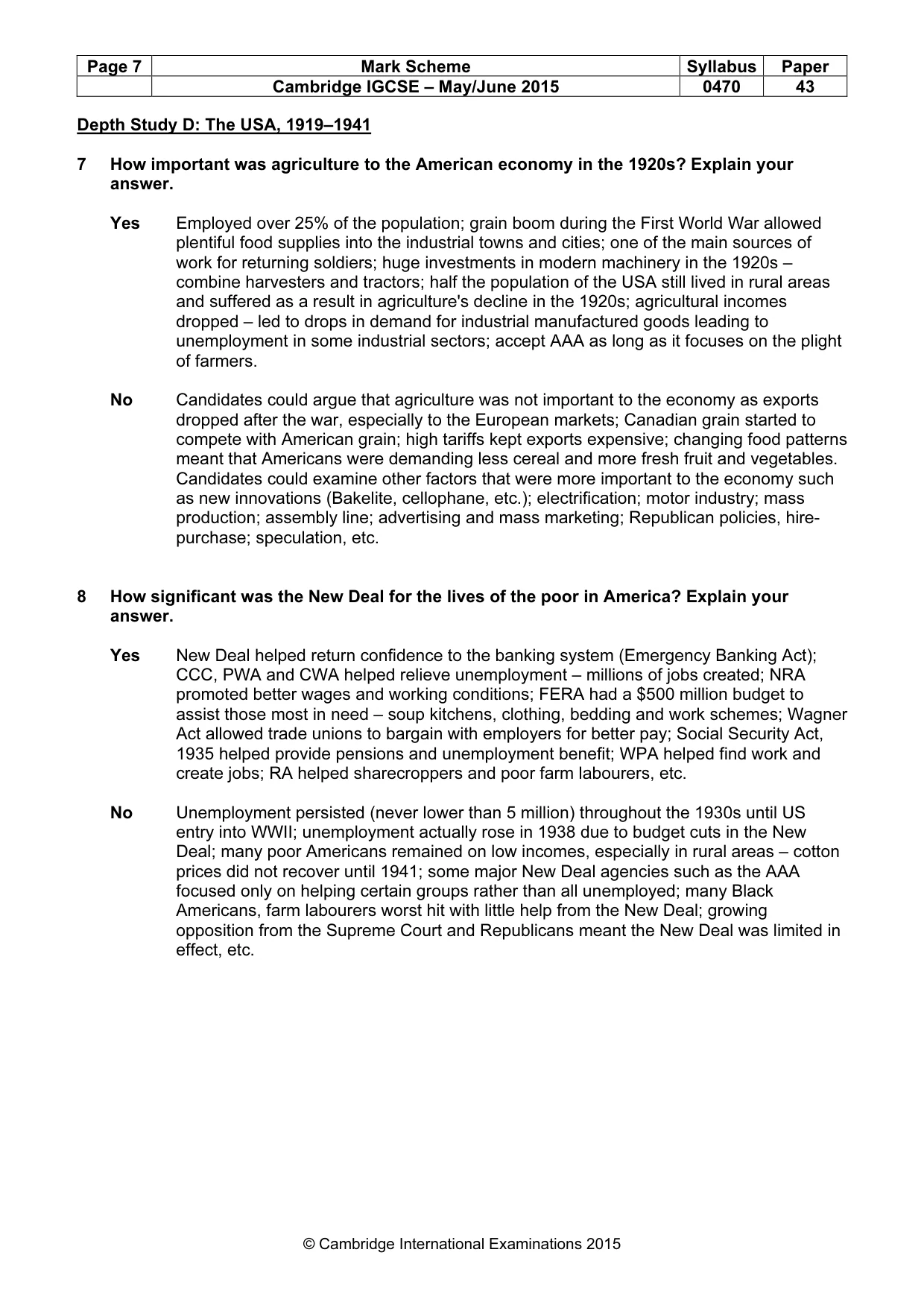 Mark scheme, page 7 of 10