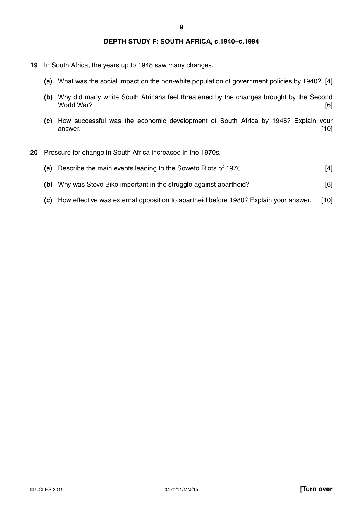 Cambridge IGCSE History 0470 2015 May/June Paper 1 · Variant 1 question paper, page 9 of 12
