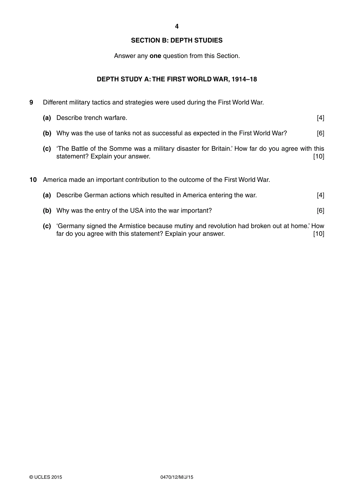 Cambridge IGCSE History 0470 2015 May/June Paper 1 · Variant 2 question paper, page 4 of 12