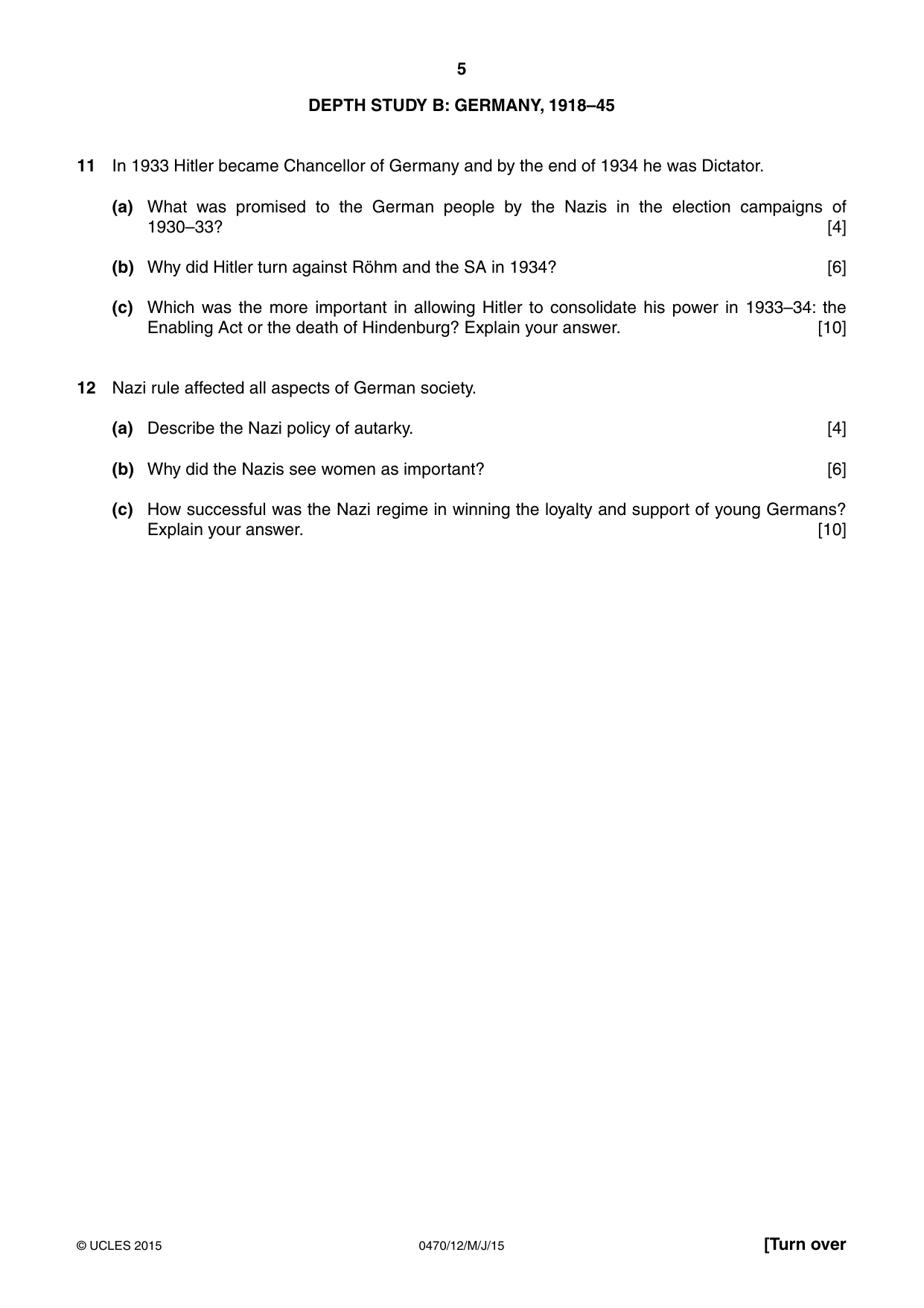 Cambridge IGCSE History 0470 2015 May/June Paper 1 · Variant 2 question paper, page 5 of 12