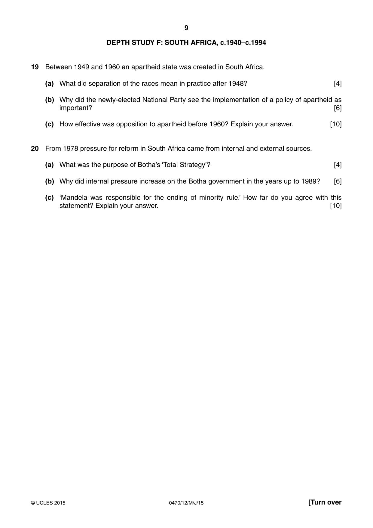 Cambridge IGCSE History 0470 2015 May/June Paper 1 · Variant 2 question paper, page 9 of 12