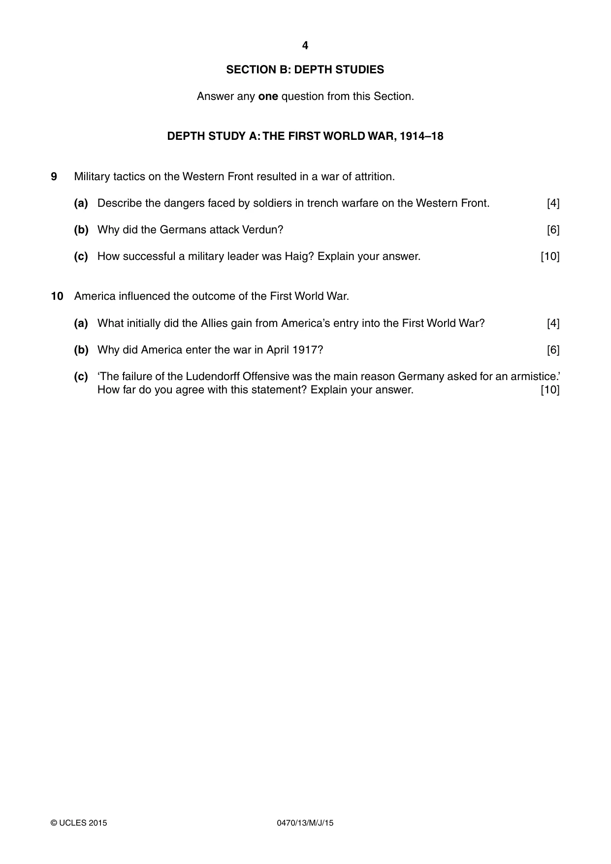 Cambridge IGCSE History 0470 2015 May/June Paper 1 · Variant 3 question paper, page 4 of 12