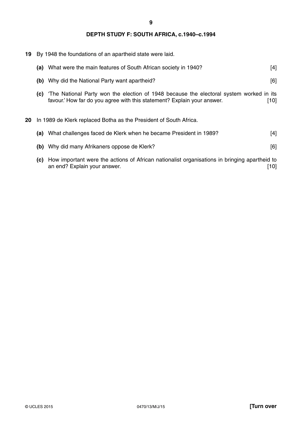 Cambridge IGCSE History 0470 2015 May/June Paper 1 · Variant 3 question paper, page 9 of 12