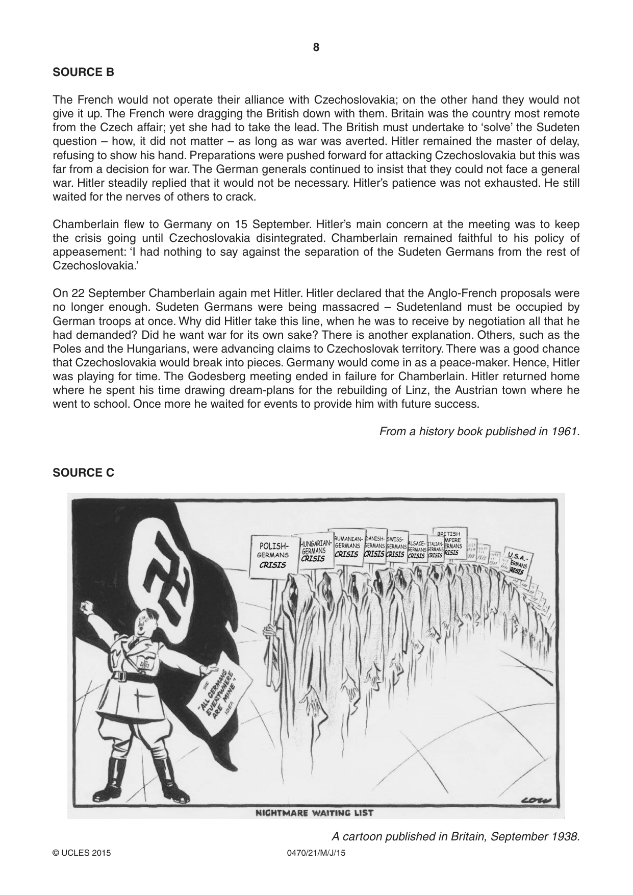 Cambridge IGCSE History 0470 2015 May/June Paper 2 · Variant 1 question paper, page 8 of 12