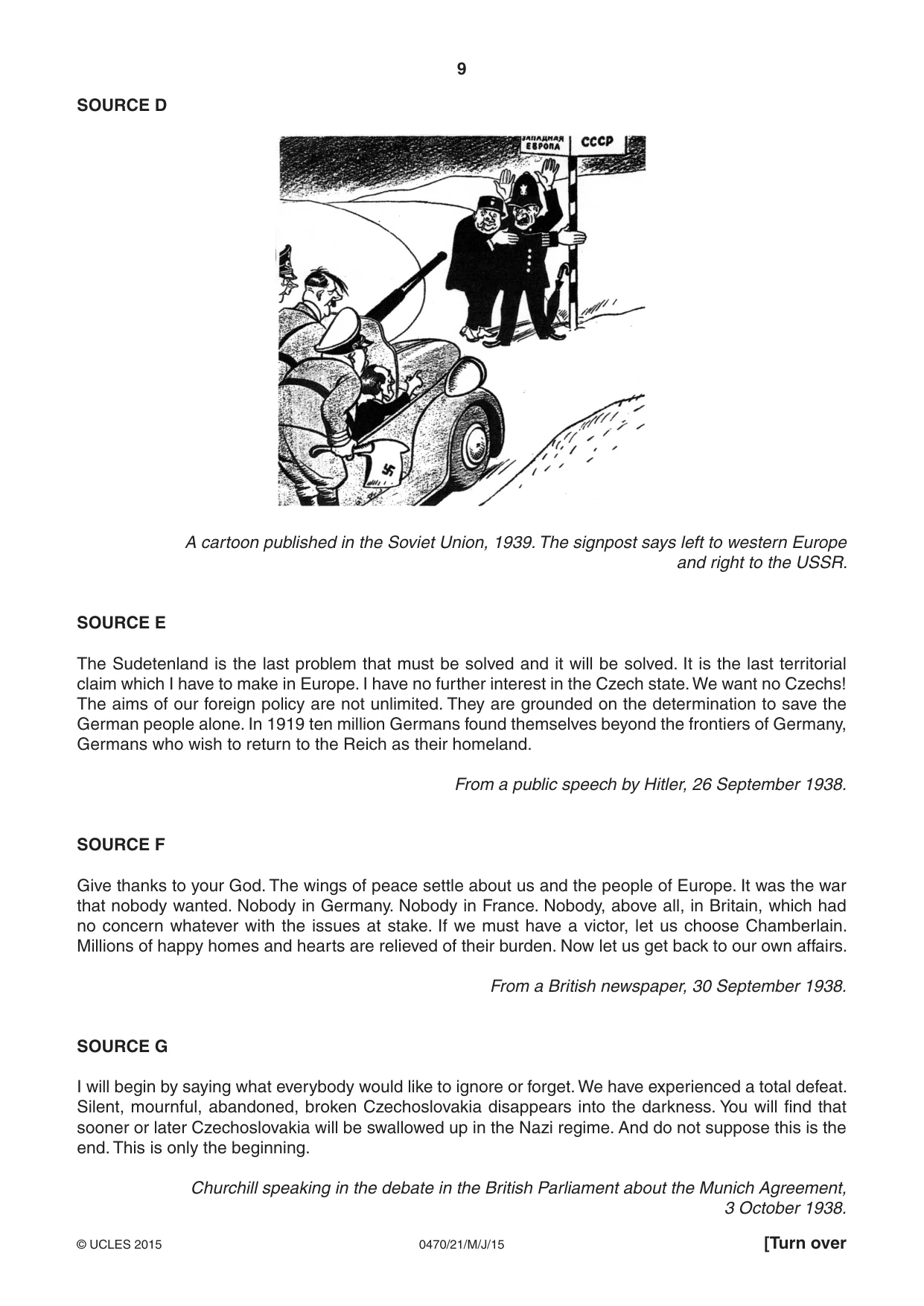 Cambridge IGCSE History 0470 2015 May/June Paper 2 · Variant 1 question paper, page 9 of 12