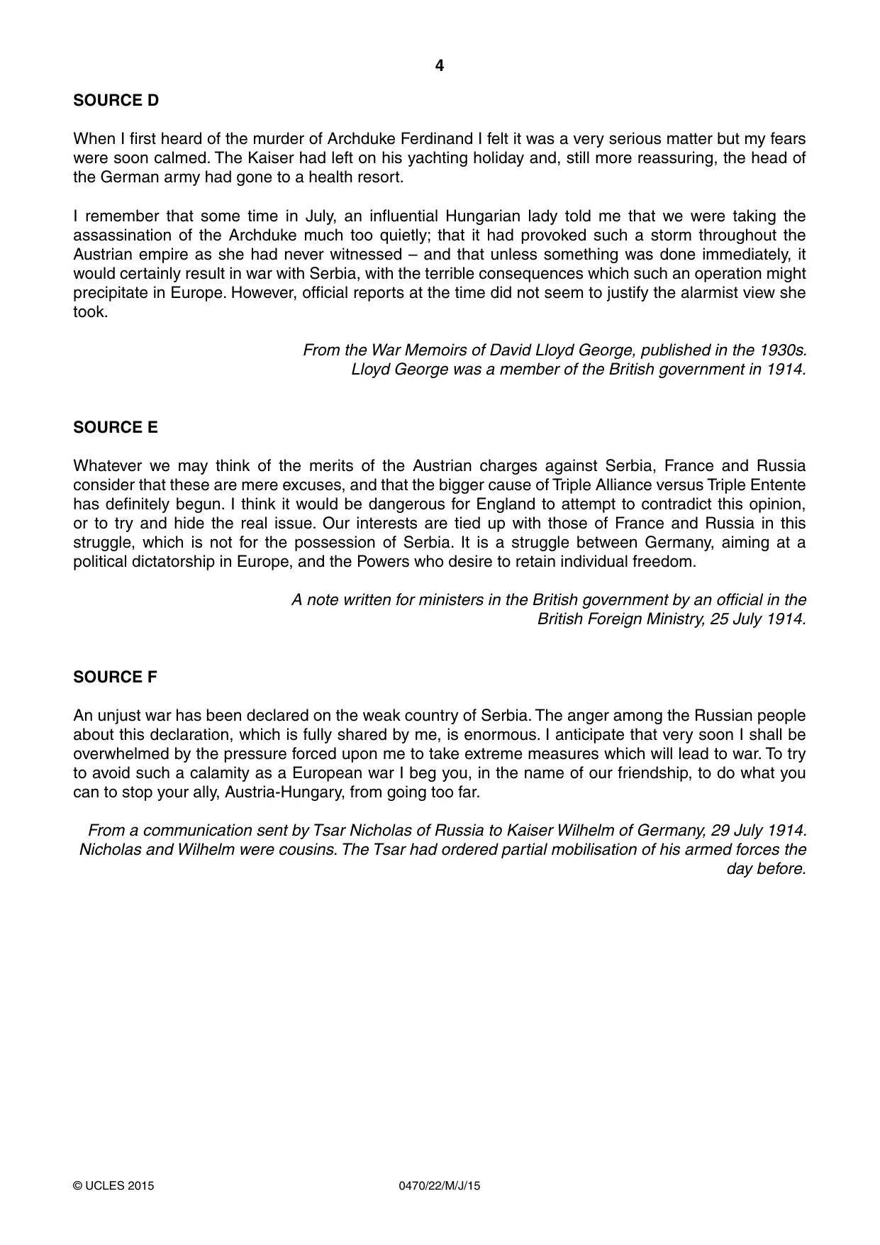 Cambridge IGCSE History 0470 2015 May/June Paper 2 · Variant 2 question paper, page 4 of 16