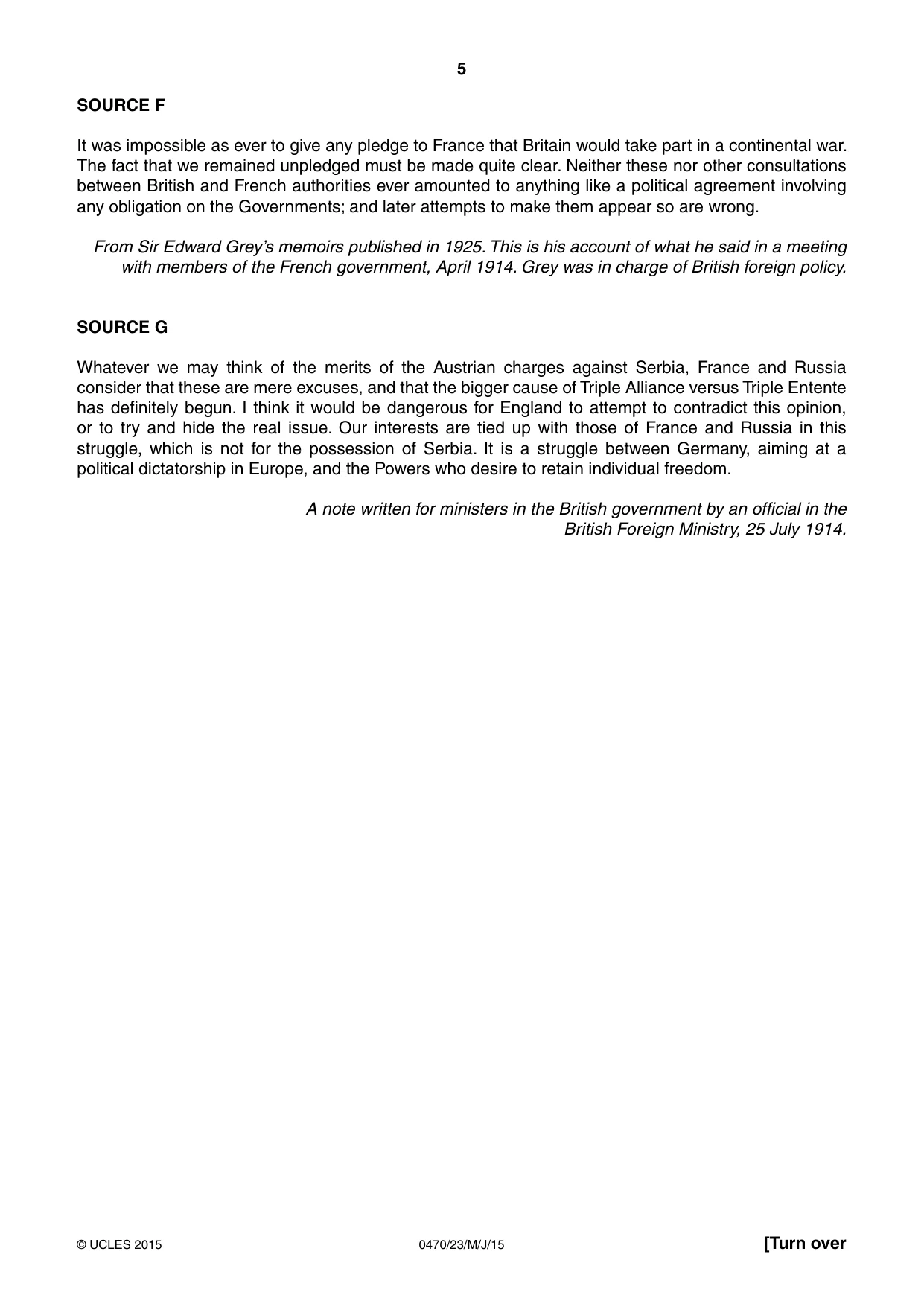 Cambridge IGCSE History 0470 2015 May/June Paper 2 · Variant 3 question paper, page 5 of 12