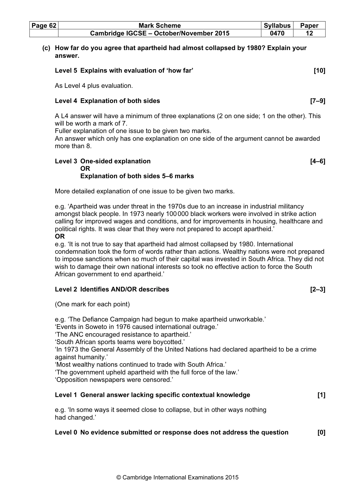 Mark scheme, page 62 of 68