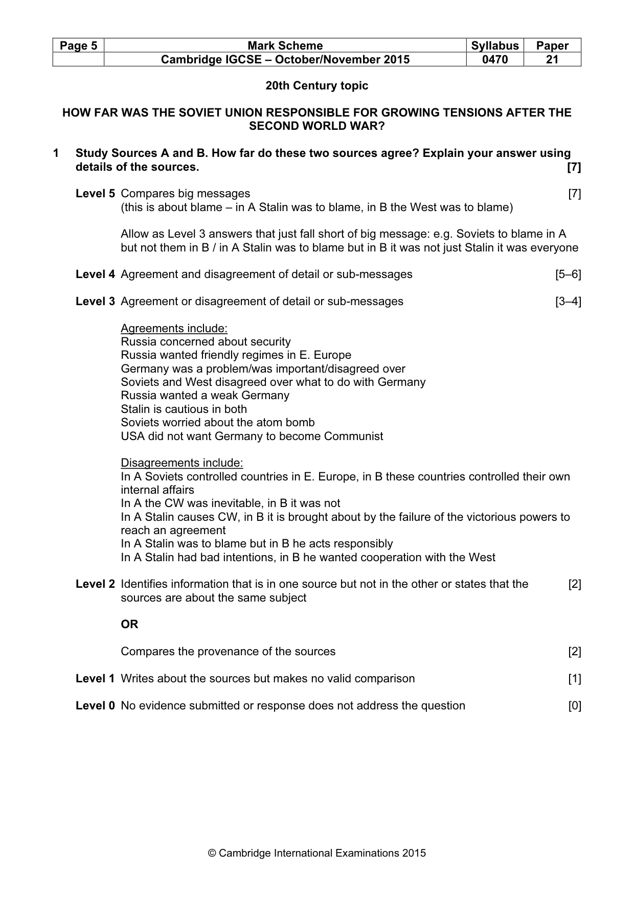 Mark scheme, page 5 of 8