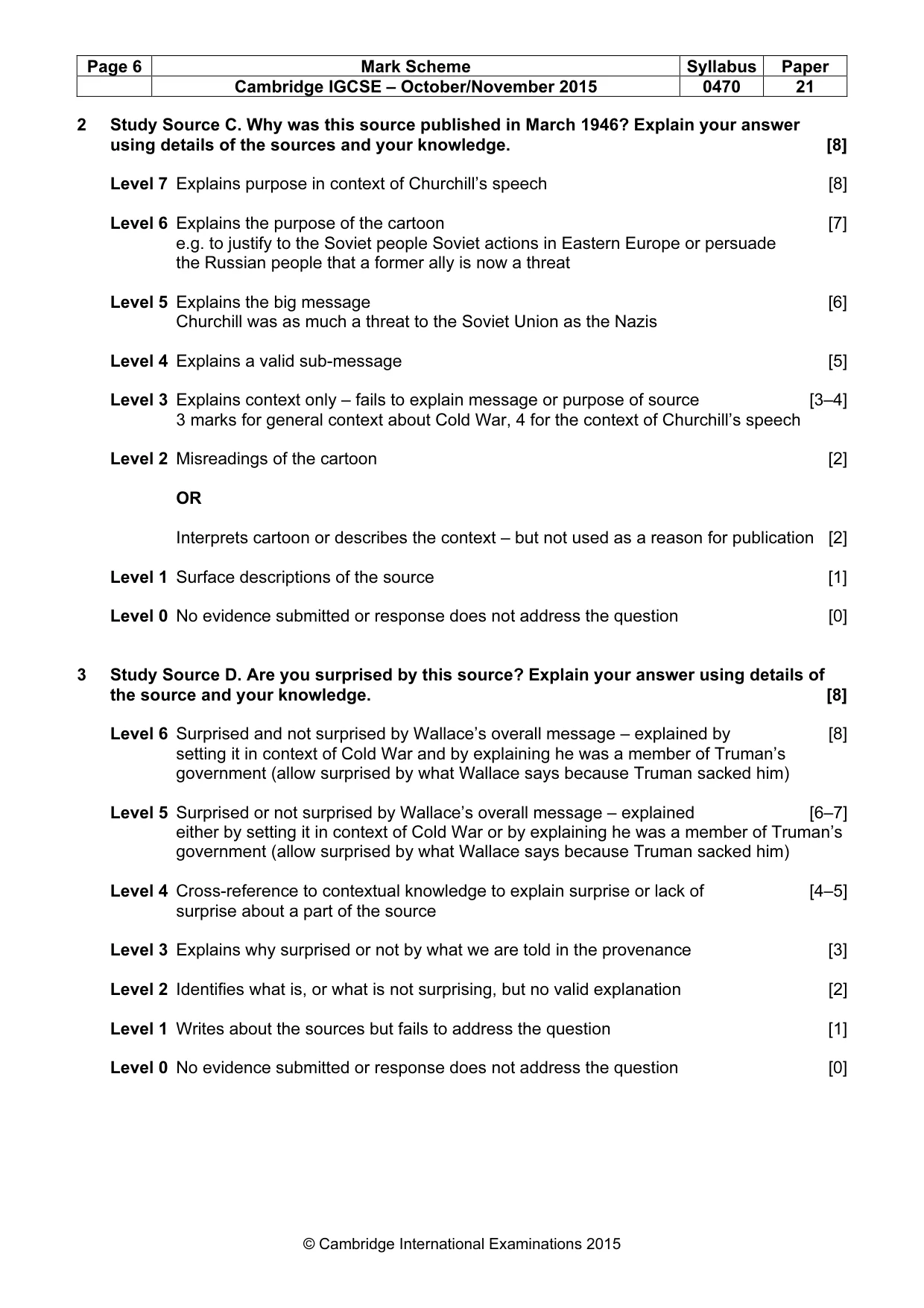 Mark scheme, page 6 of 8