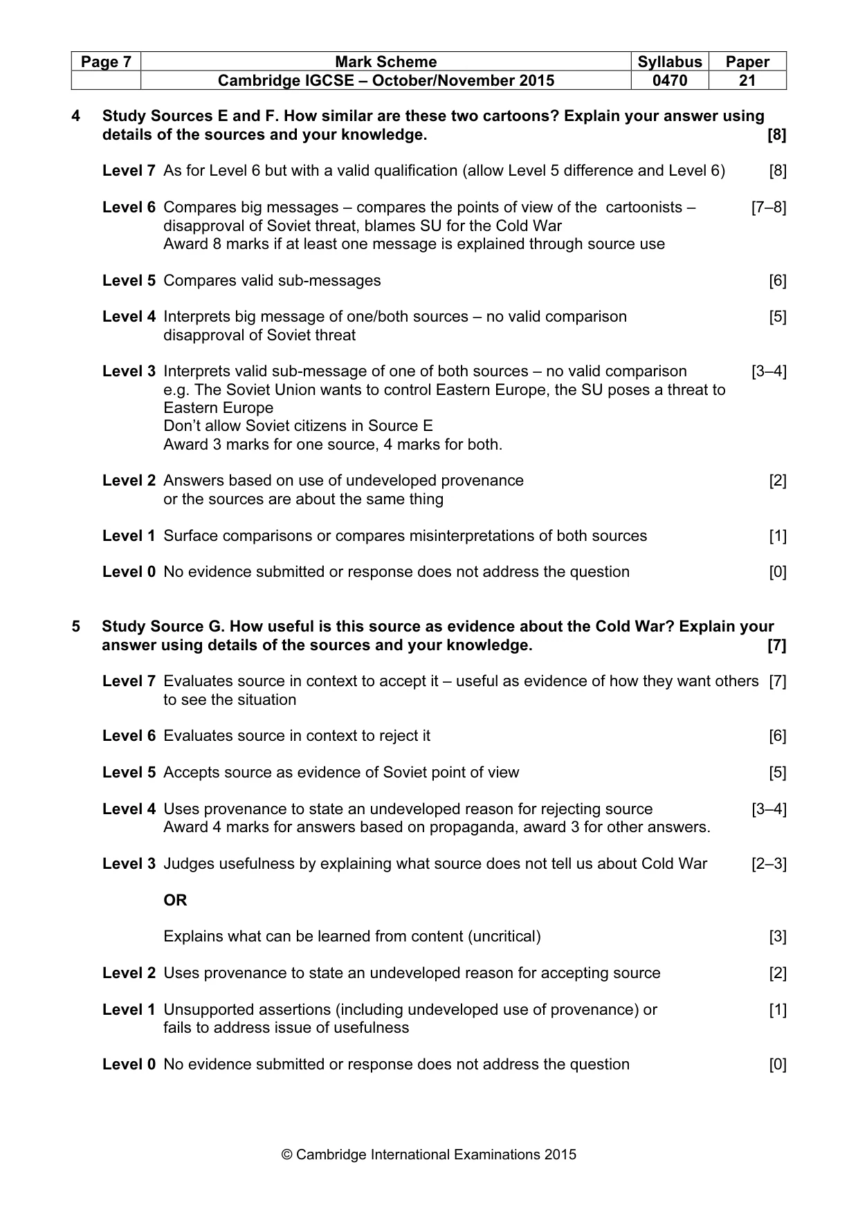 Mark scheme, page 7 of 8