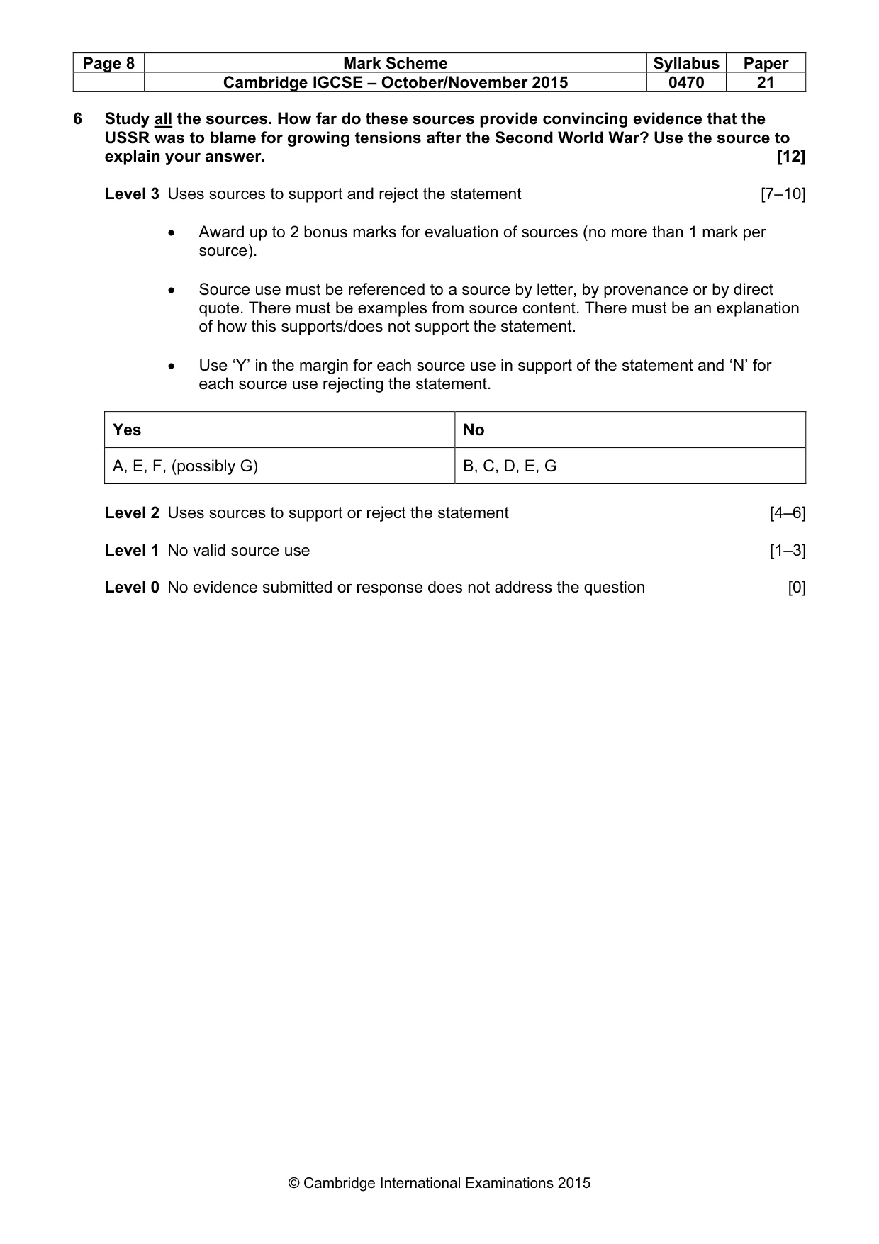 Mark scheme, page 8 of 8