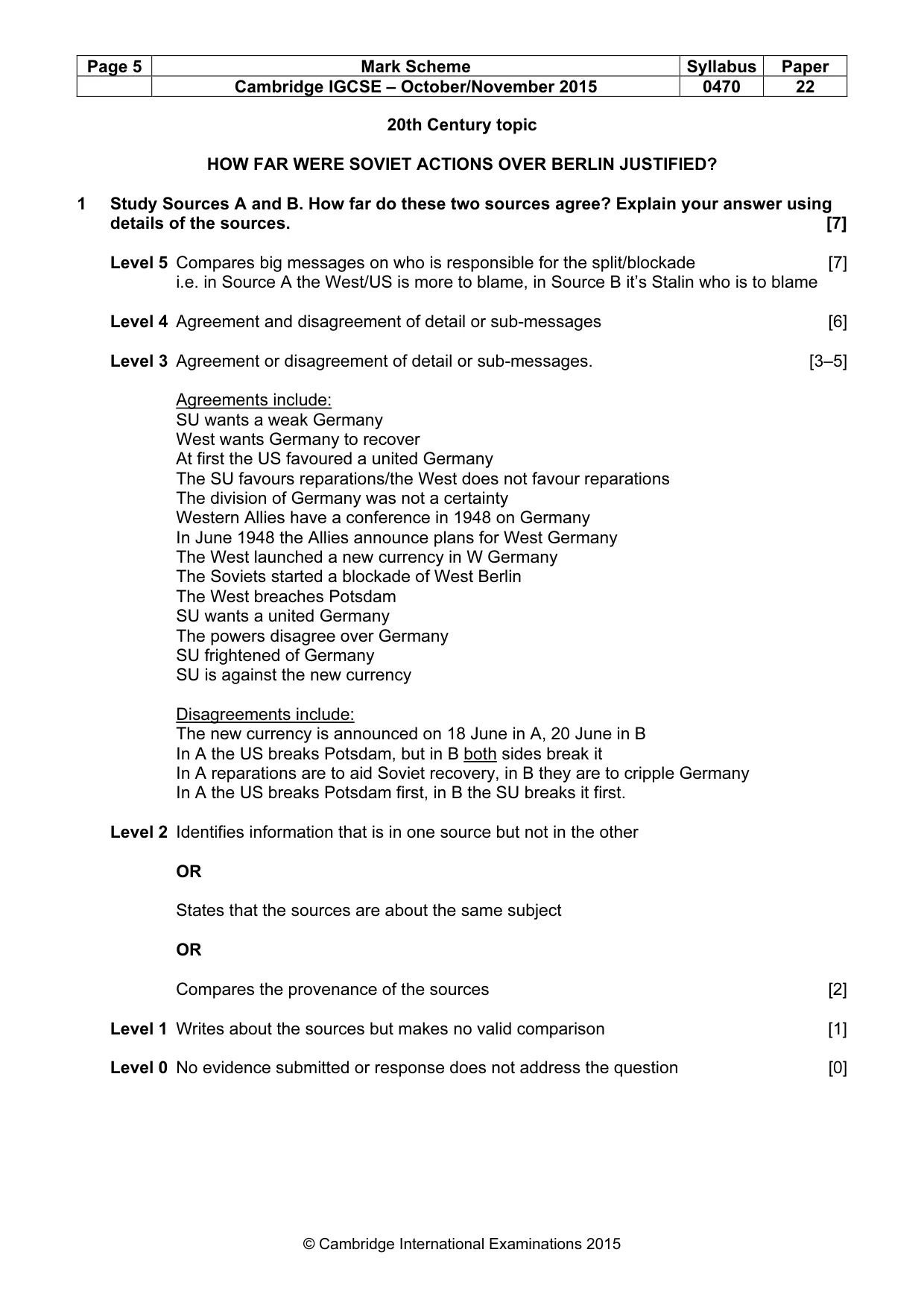 Mark scheme, page 5 of 8
