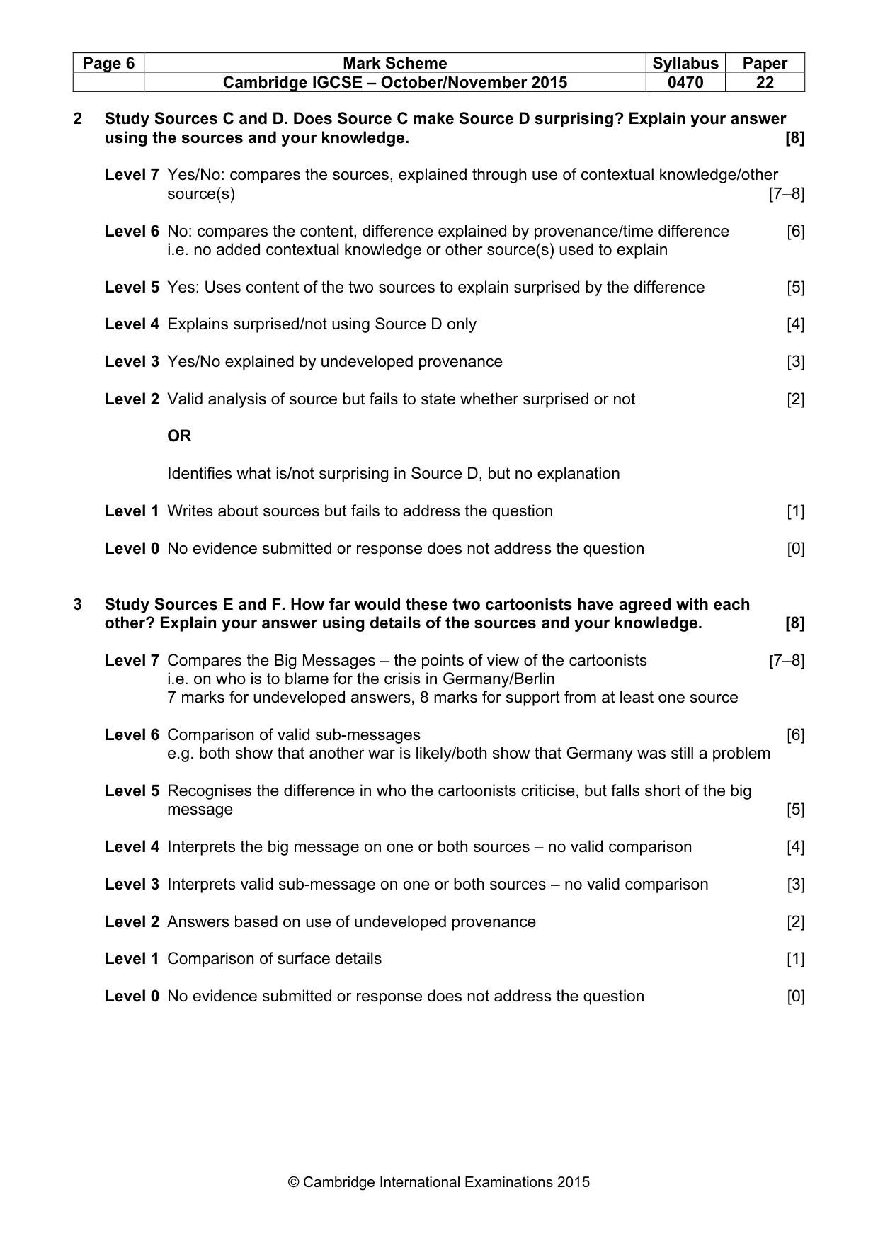 Mark scheme, page 6 of 8
