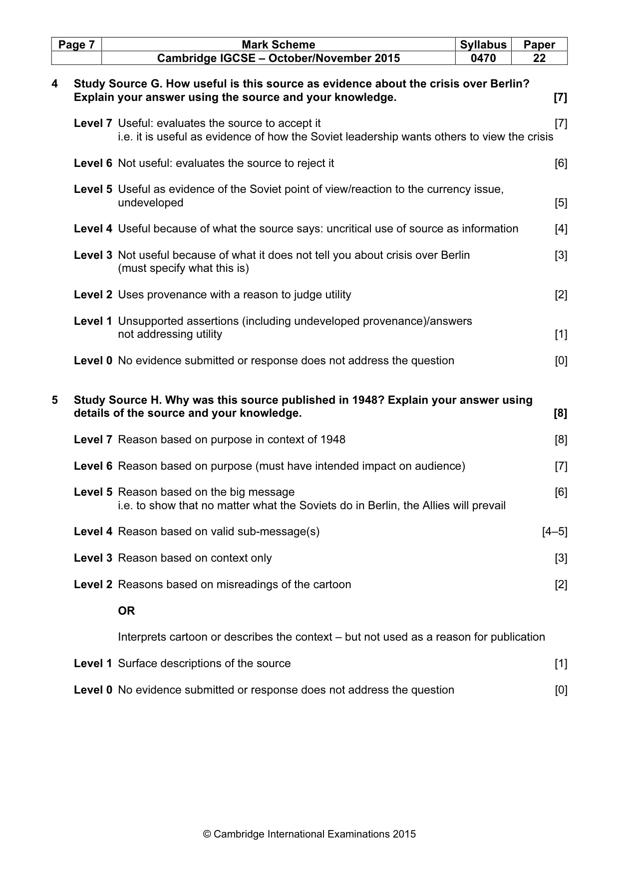 Mark scheme, page 7 of 8