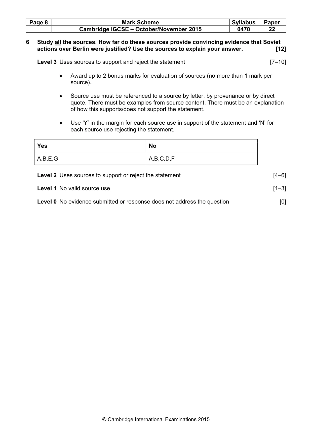 Mark scheme, page 8 of 8