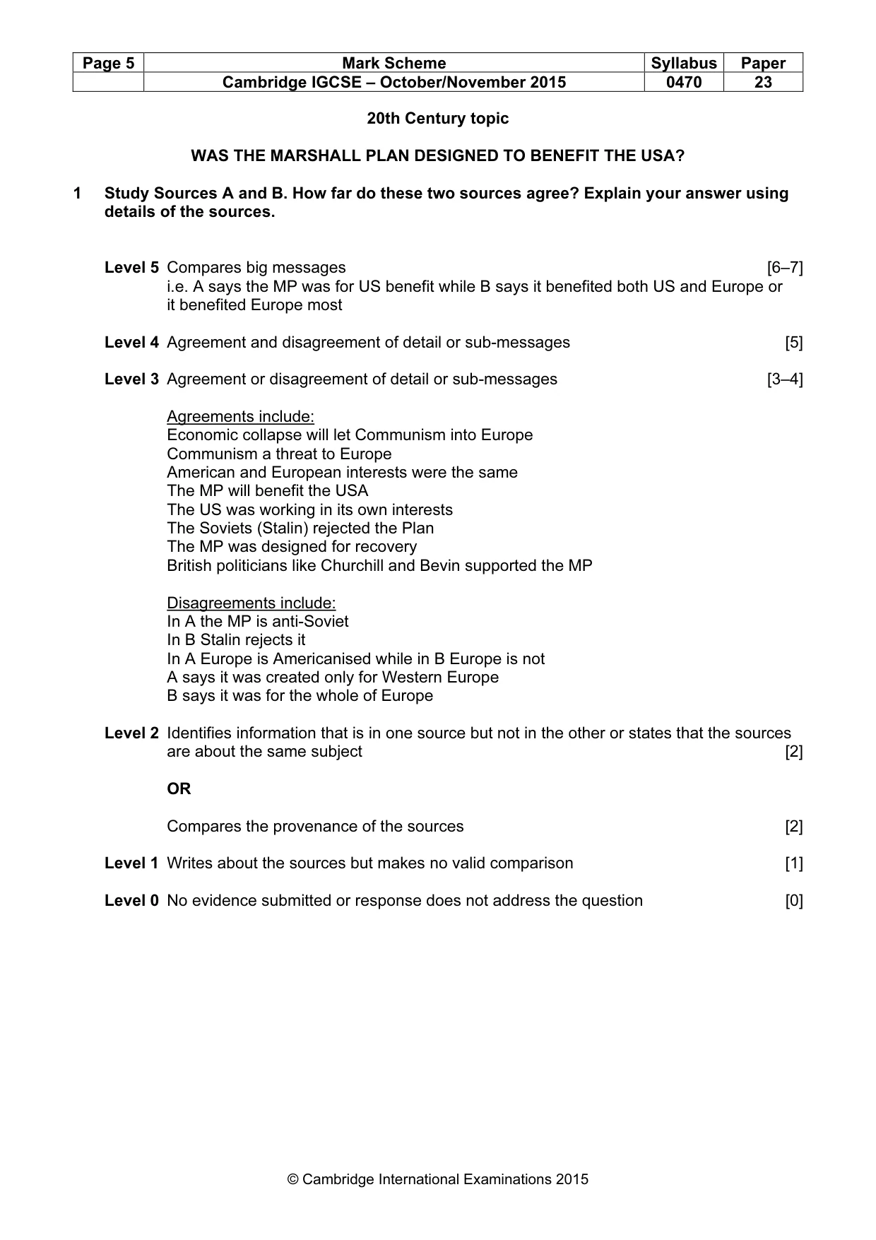 Mark scheme, page 5 of 8