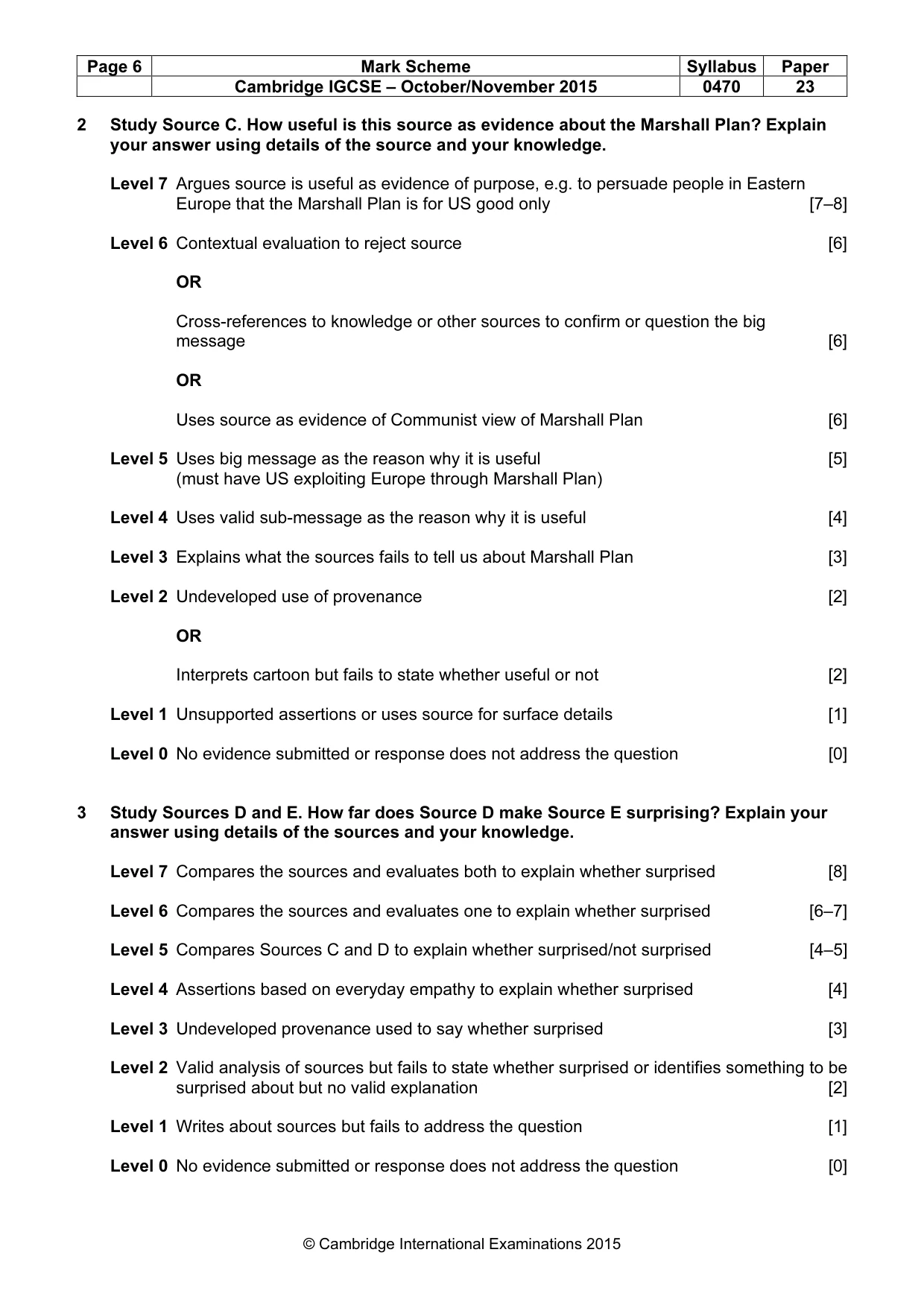 Mark scheme, page 6 of 8