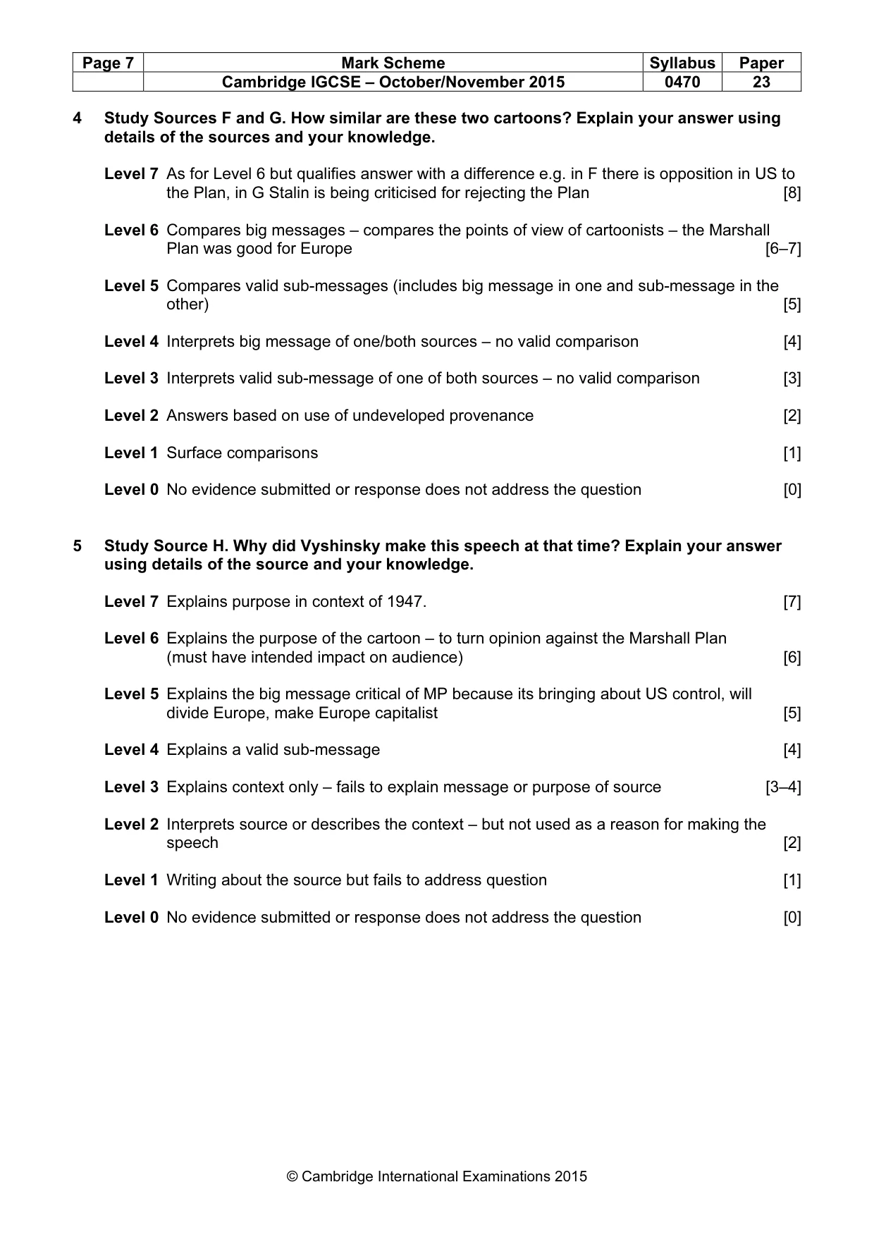 Mark scheme, page 7 of 8