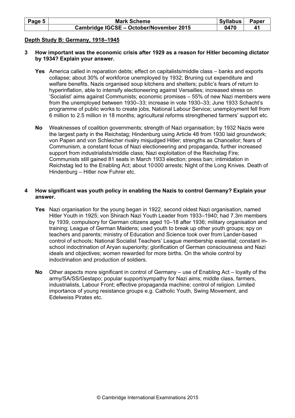 Mark scheme, page 5 of 10