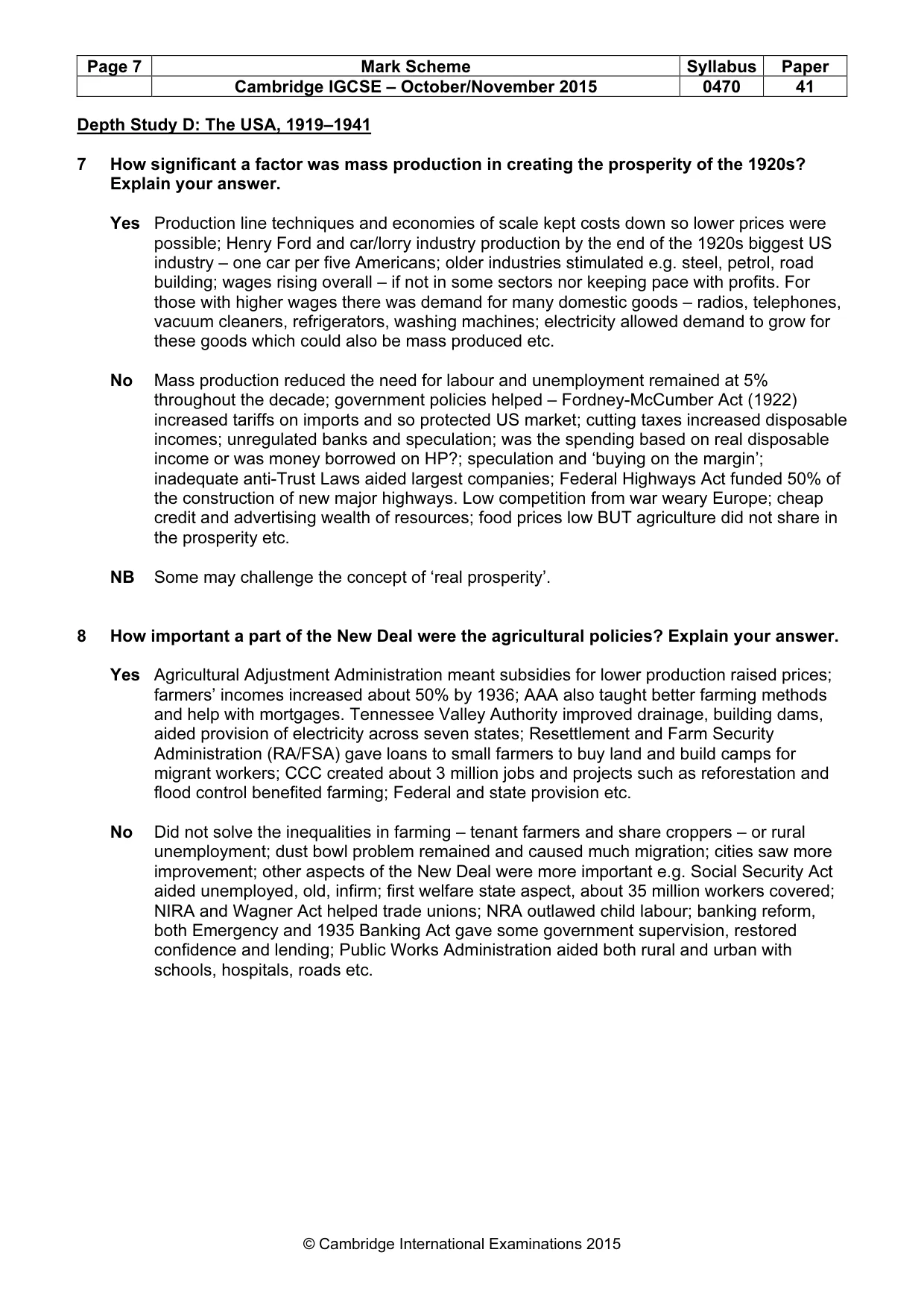 Mark scheme, page 7 of 10