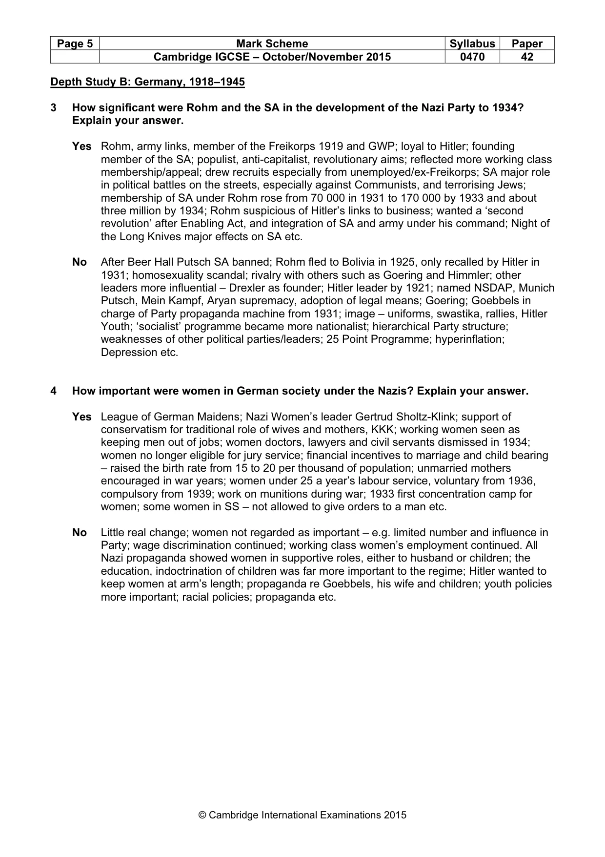 Mark scheme, page 5 of 10